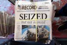 A stack of the latest weekly edition of the Marion County Record sits in the back of the newspaper’s building, awaiting unbundling, sorting and dist