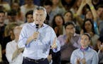 Argentina's President Mauricio Macri speaks during a closing campaign rally for congressional candidates of the Cambiemos ruling party, in Buenos Aire