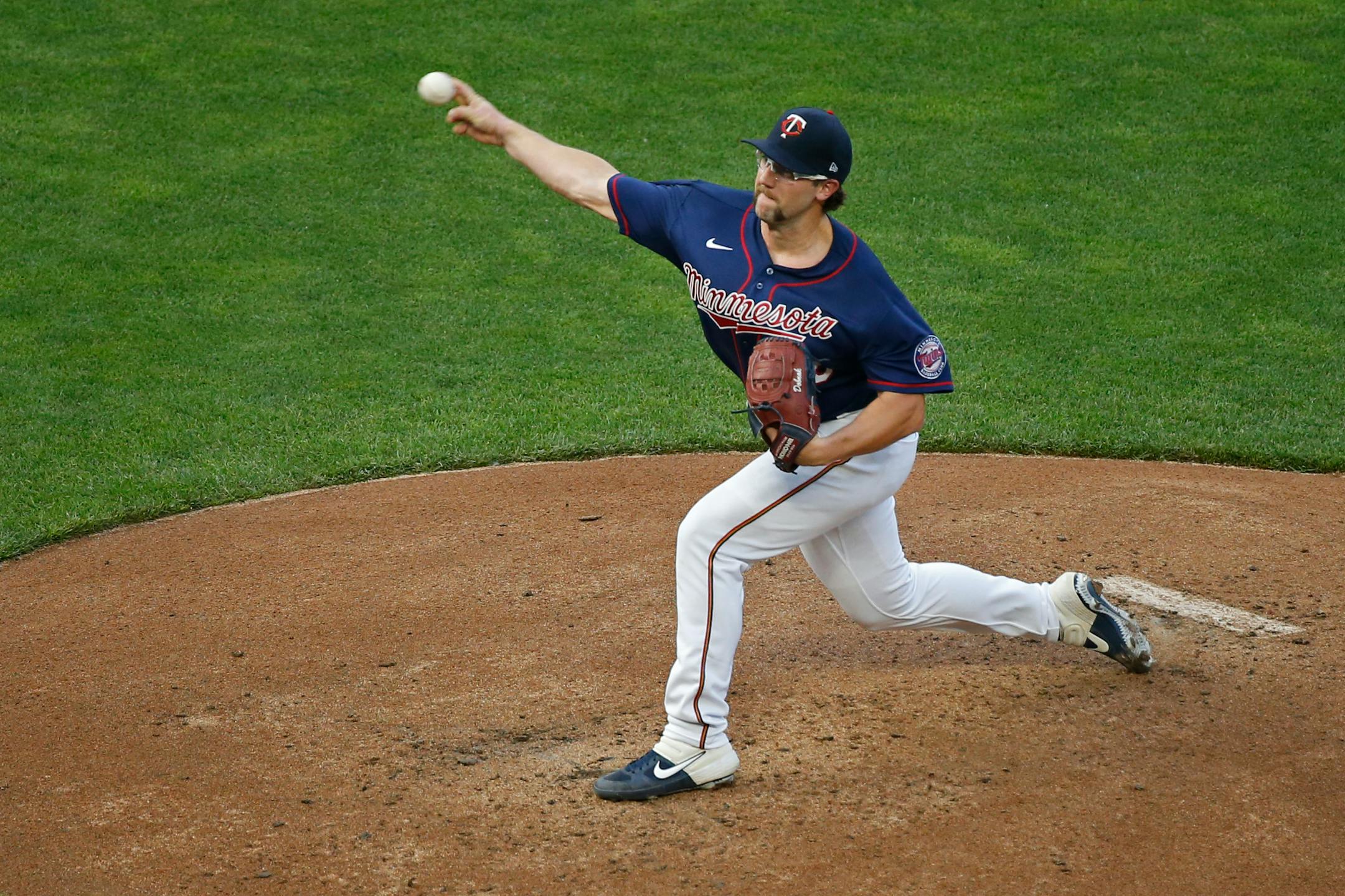 Slimmed-down Twins pitcher Randy Dobnak threw some batting practice at Target Field on Friday.