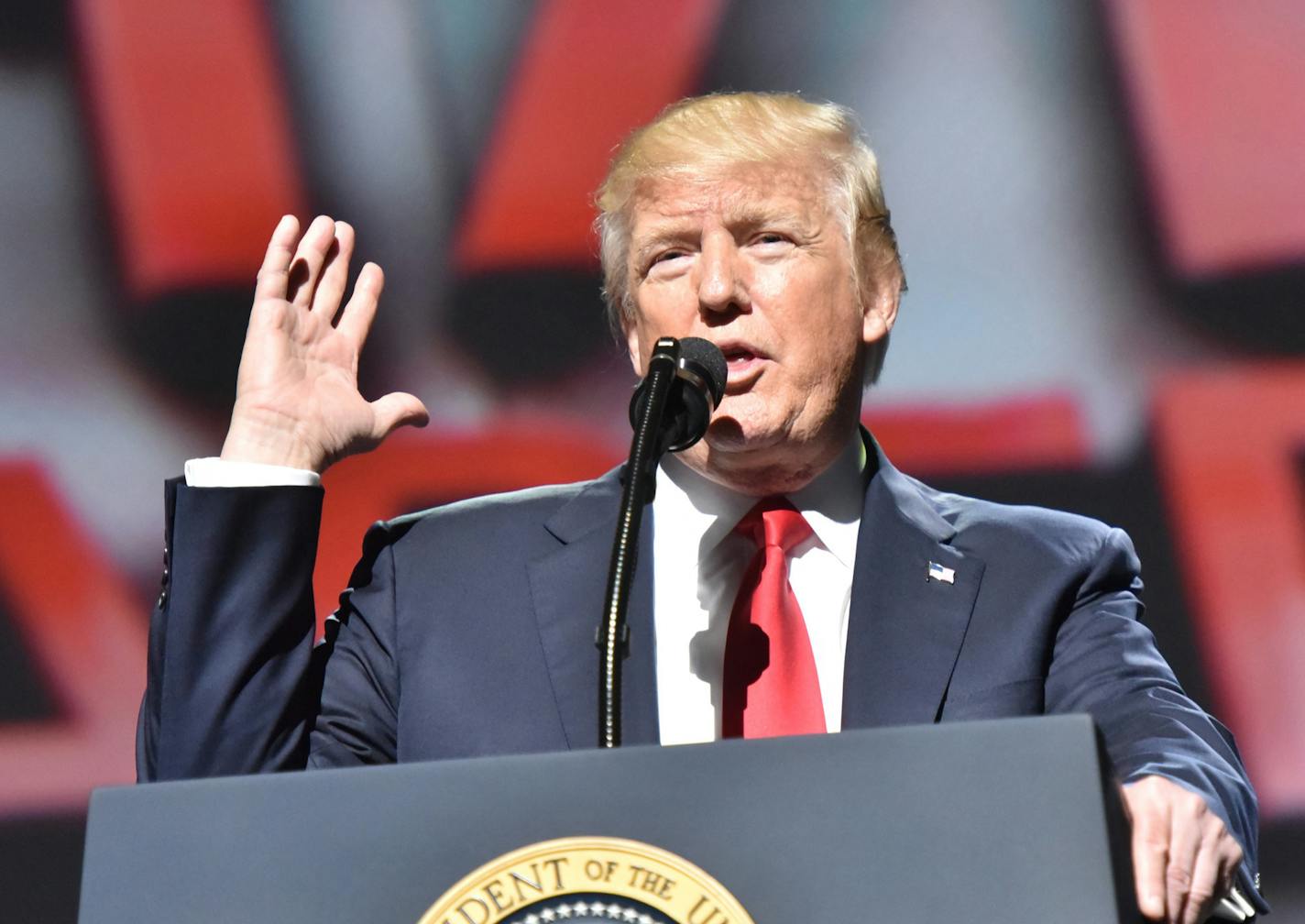 President Donald Trump speaks during the NRA-ILA Leadership Forum at Georgia World Congress Center on April 28, 2017, in Atlanta, Ga. (Hyosub Shin/Atlanta Journal-Constitution/TNS)