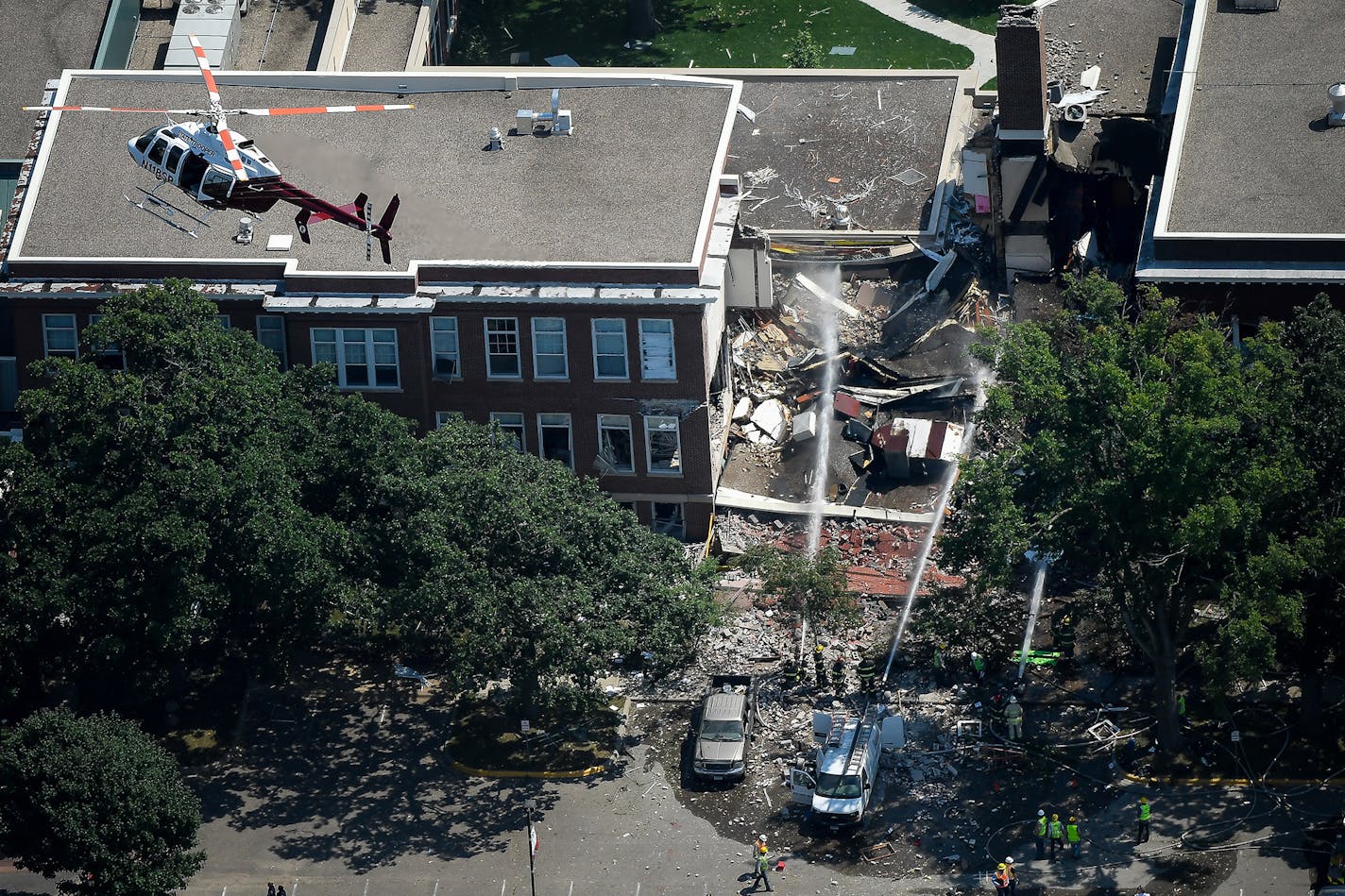 Emergency workers responded to the explosion at Minnehaha Academy on Aug. 2, 2017.