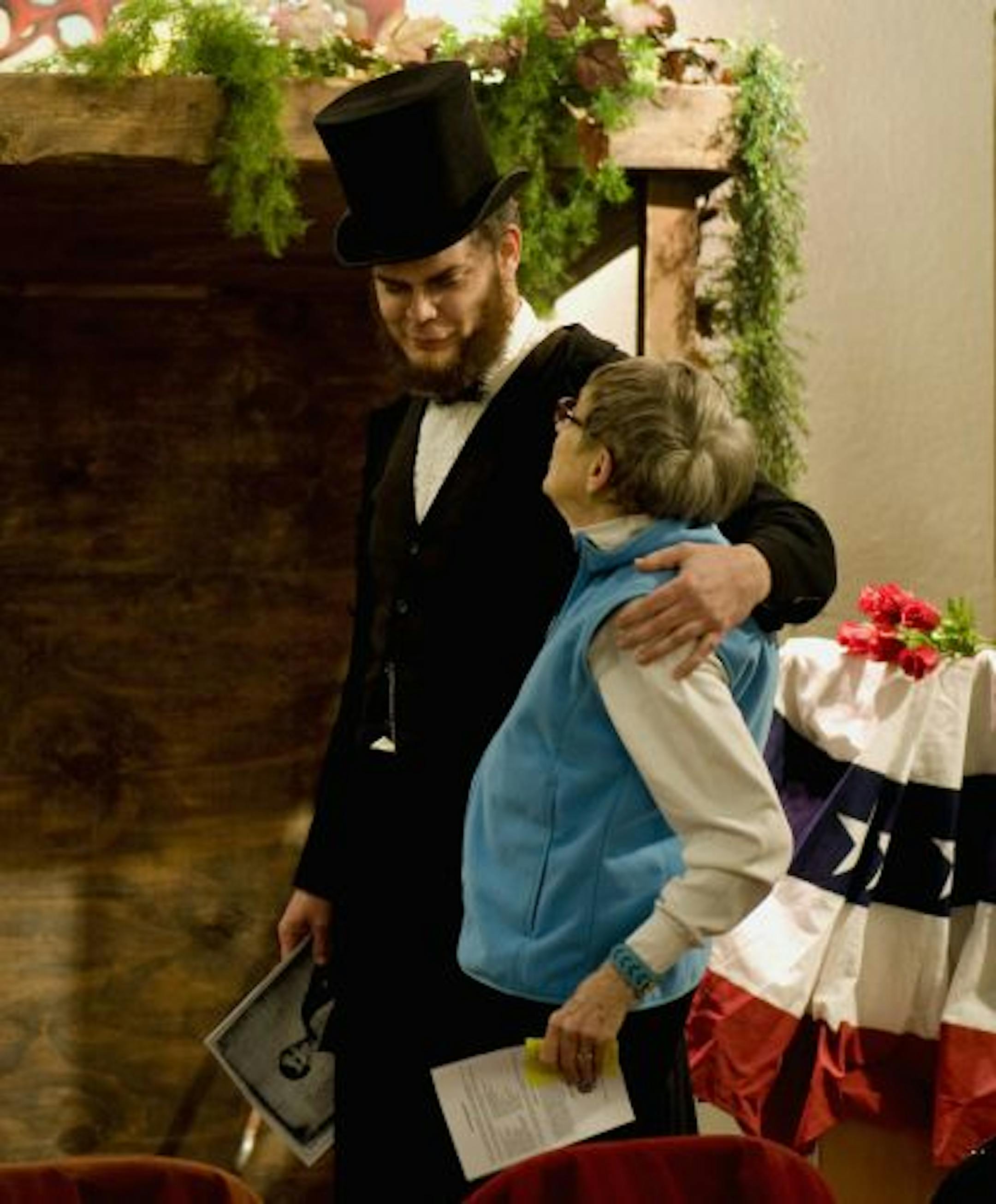 Bryce Stenzel greeted his high school English teacher Claire Bock. He credits her with building his confidence for public speaking.