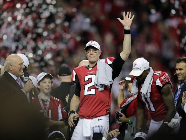 Atlanta Falcons' Matt Ryan celebrates after the NFC championship game against the Green Bay Packers