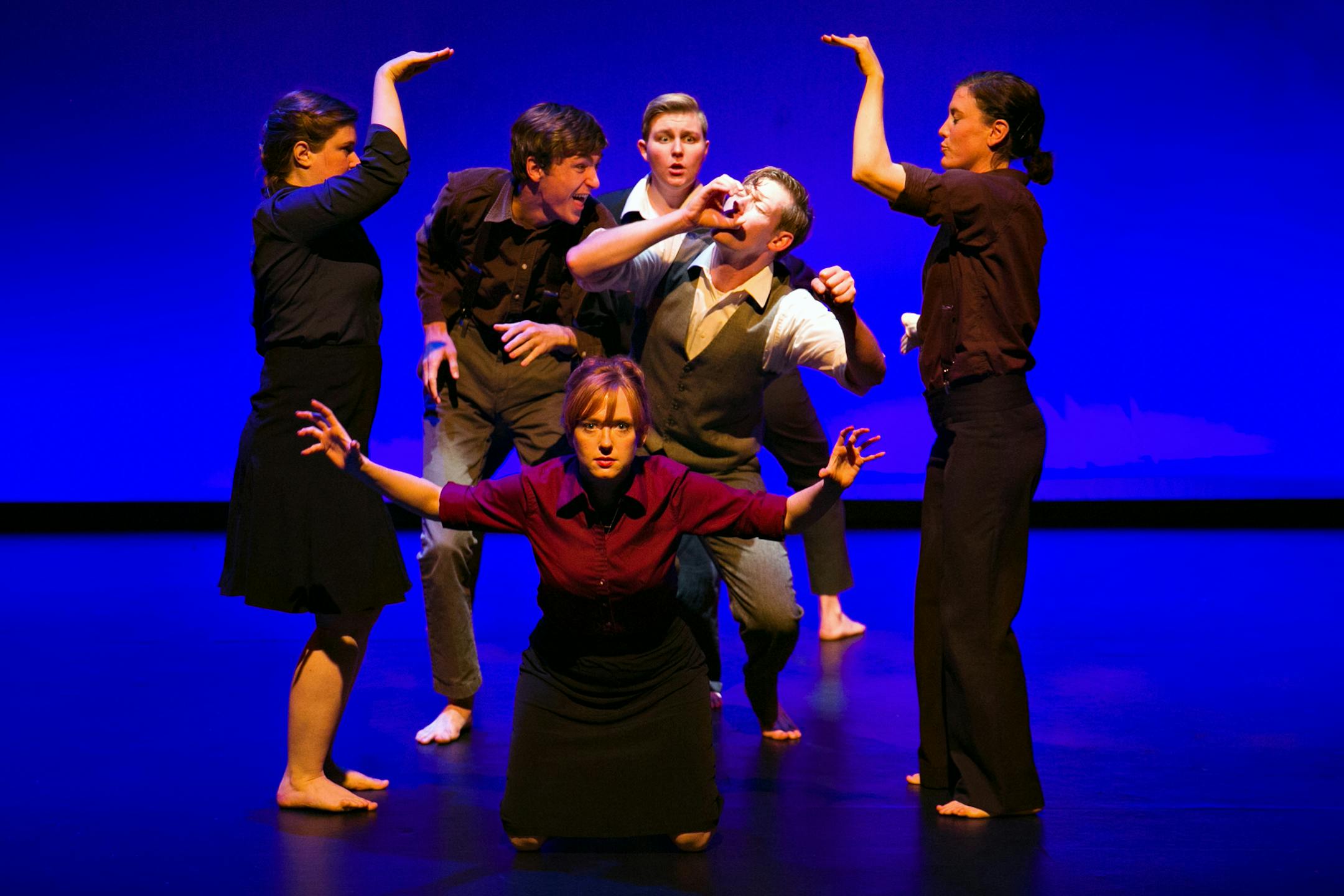L-R: Amber Bjork, Nick Saxton, Allison Witham, Nick Wolf, Heather Bunch, and in the center, Emily Dussault. The Transatlantic Love Affair Ensemble
PHOTO CREDIT: Lauren B Photography