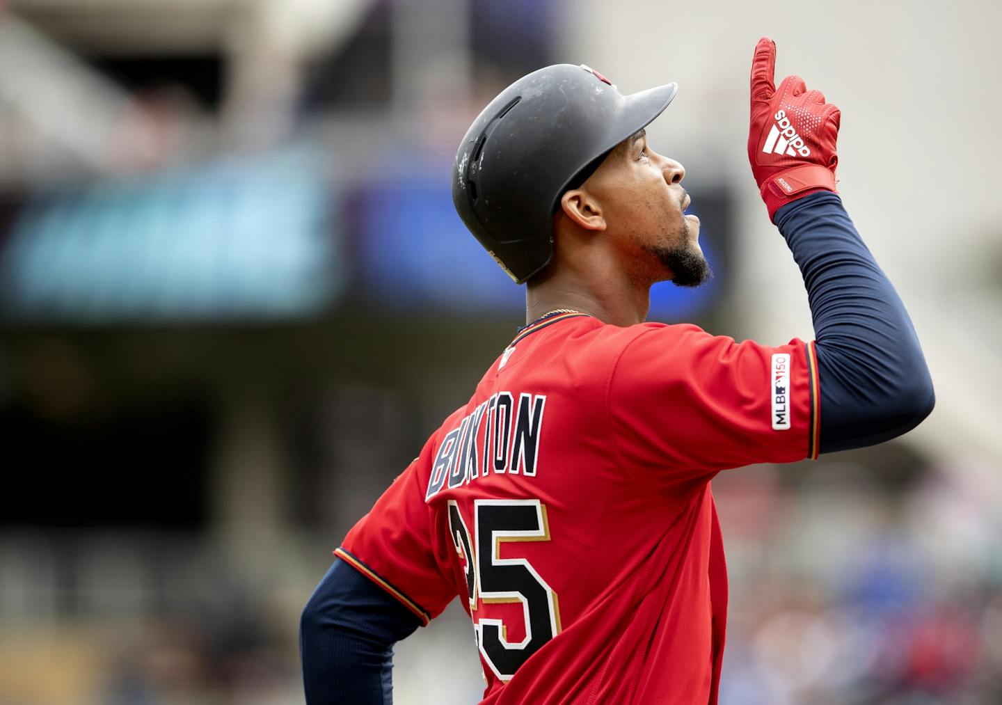 Minnesota Twins Byron Buxton prepared to cross the plate after hitting a solo home run in the third inning.