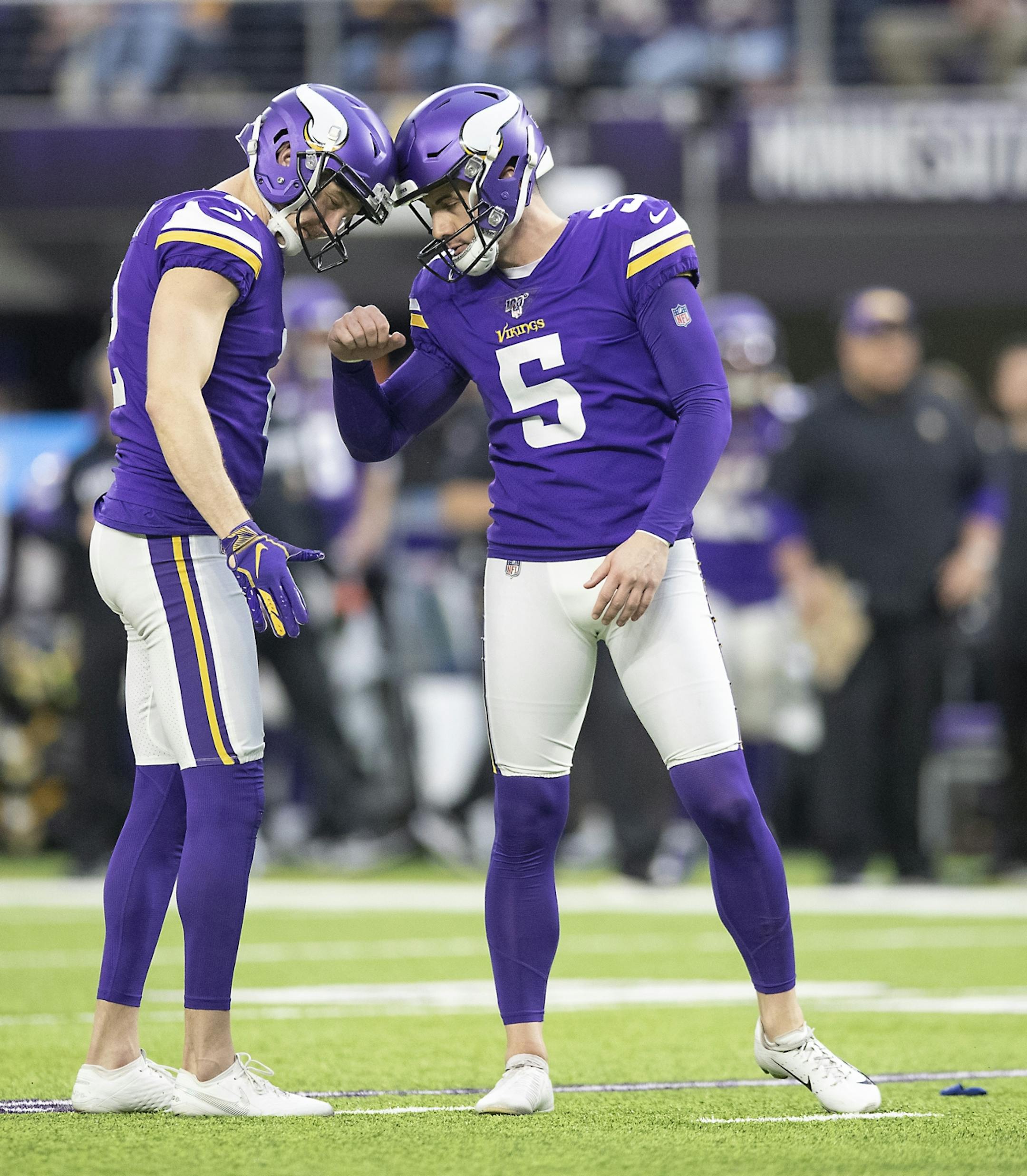 Minnesota Vikings kicker Dan Bailey celebrated after he kicked a field goal in the fourth quarter.