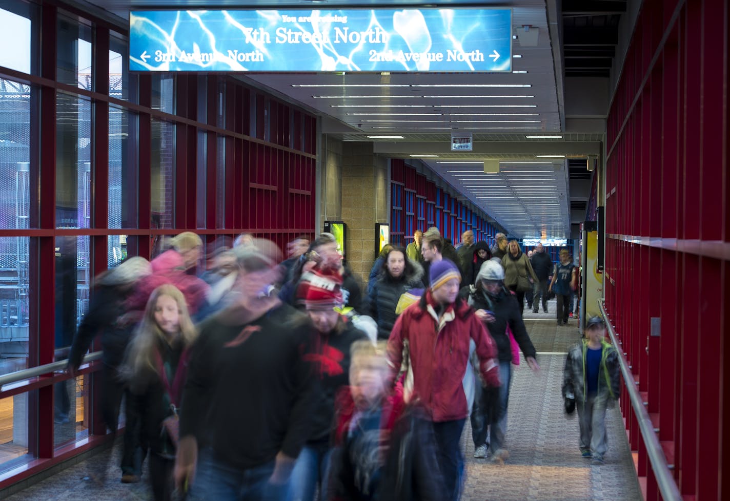 Attendees of a Timberwolves game at Target Center crossed N. 7th Street after the game. Local skyways are here to stay, said Steve Cramer, Minneapolis Downtown Council president.