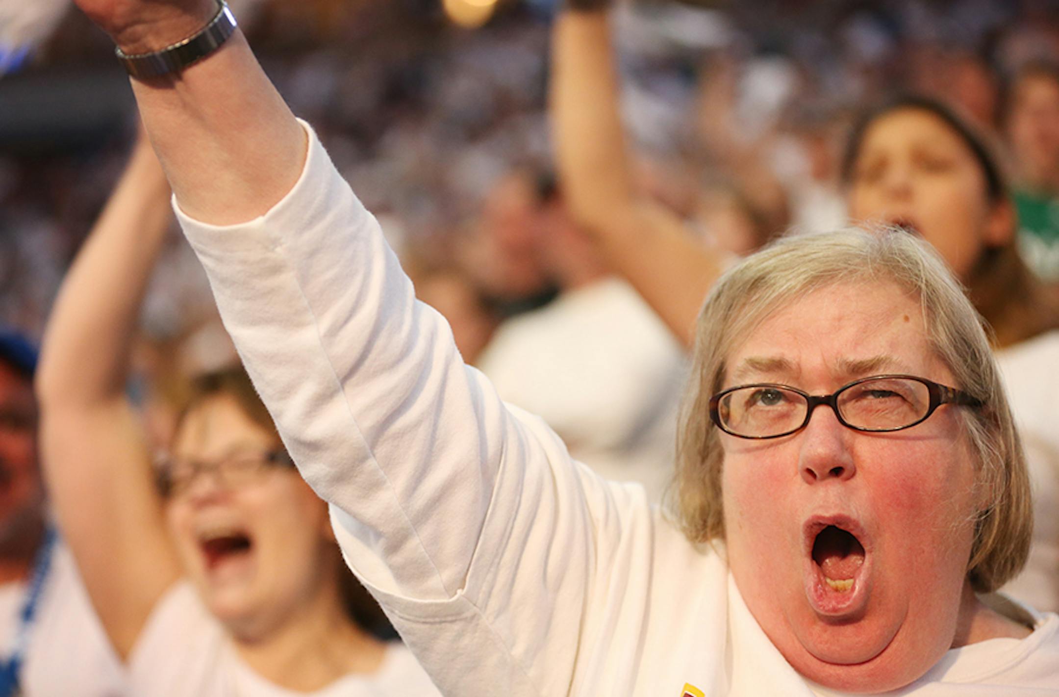 Peggy Stupca of Rochester celebrates the Minnesota Lynx winning the WNBA title.