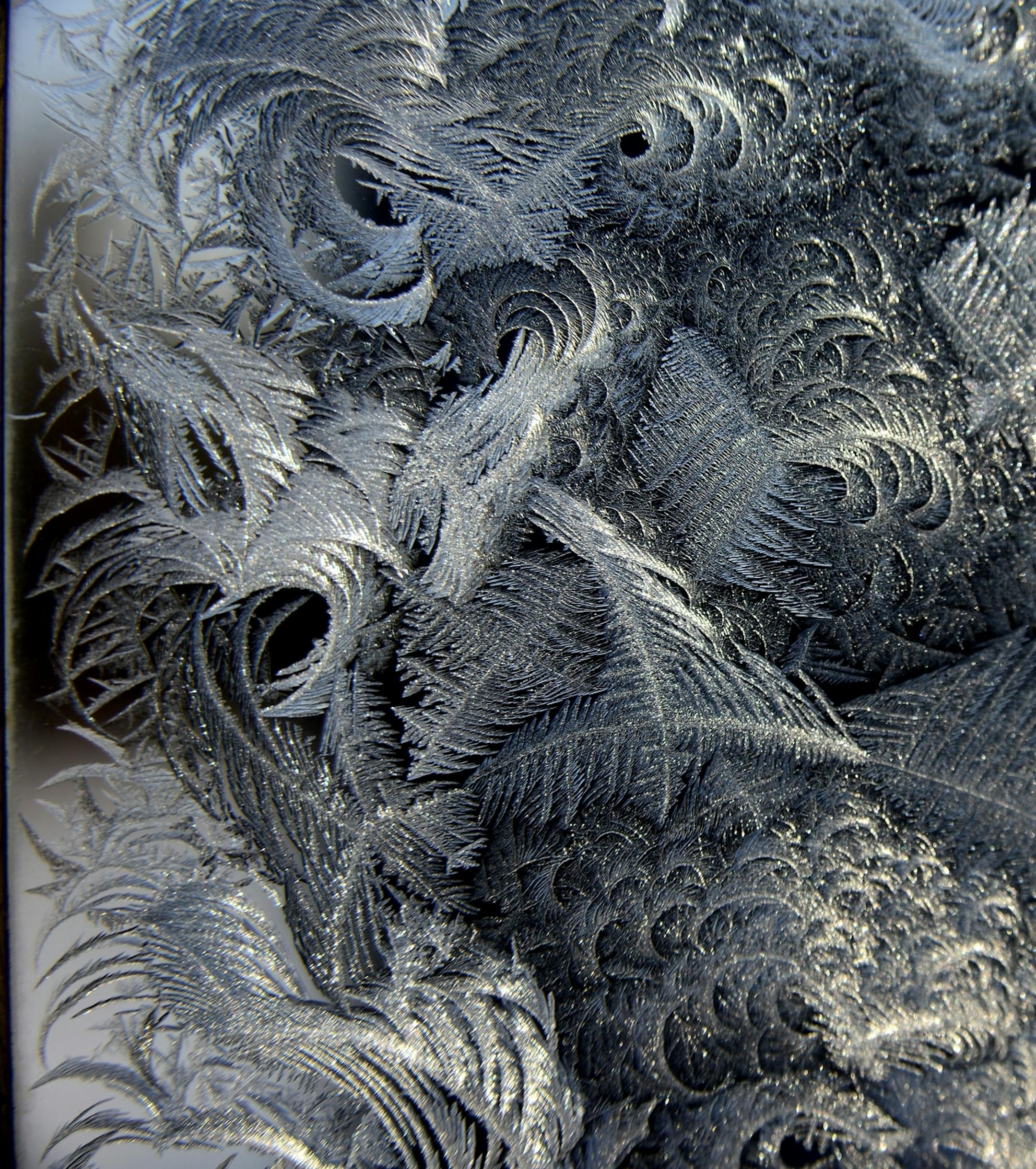 Ice crystals formed on a window at a home in Medina with the temperature around 10 below zero.