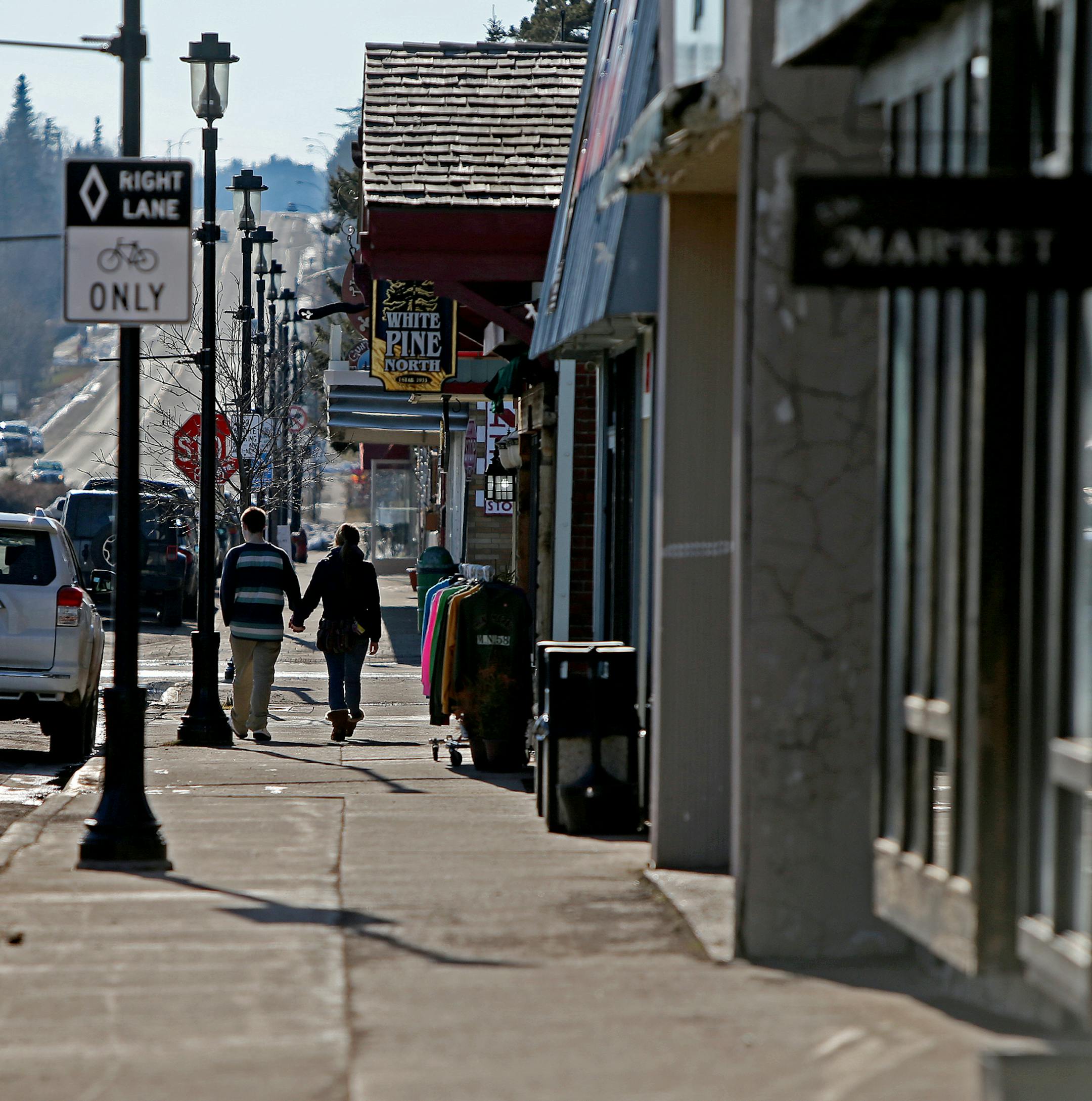 Grand Marais residents depend highly on the tourism industry. The main drag is lined with art shops and small restaurants, Sunday, April 27, 2014 in Grand Marais, MN. ] (ELIZABETH FLORES/STAR TRIBUNE) ELIZABETH FLORES • eflores@startribune.com