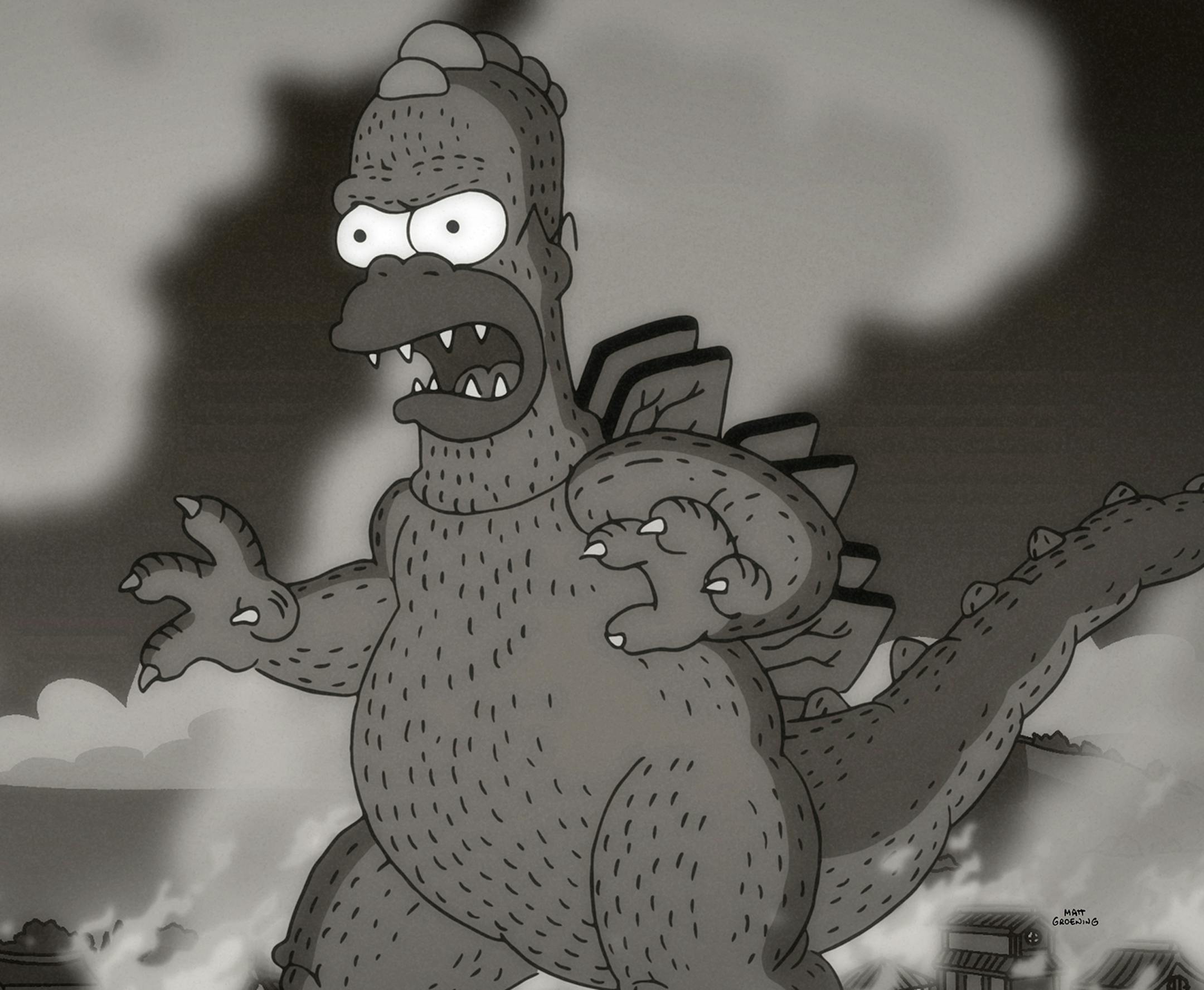 Fox Homer as a doughnut-crazed Godzilla "The Simpsons" "Treehouse of Horror" episode running Sunday, Oct. 25, 2015.