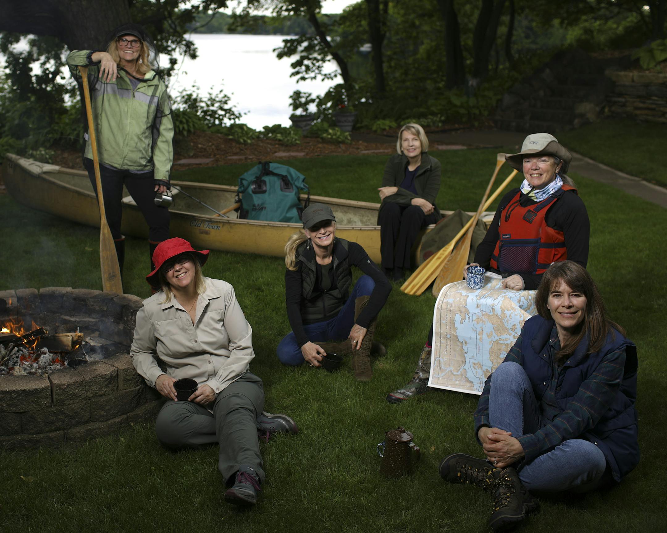 Six women who have known each other for years through their book club are going to try a Boundary Waters canoe trip together next month. They are, from left, Jane Stark, Donna Pickard, Pat Aubrecht, Cathy Burand, Lynn Allar, and Mary Benson. Burand has Boundary Waters experience and was involved in planning, but won't be able to go on the trip due to an injury. ] JEFF WHEELER ï jeff.wheeler@startribune.com Six women who have known each other for years through their book club are going to tr