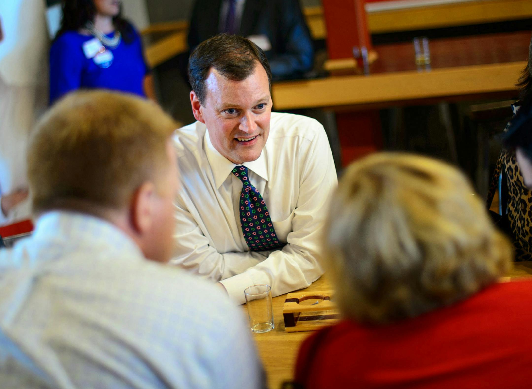 Jeff Johnson talked with supporters at his fundraiser at the Day Block Brewing Co in Minneapolis. July 8, 2014 ORG XMIT: MIN1410102016417033