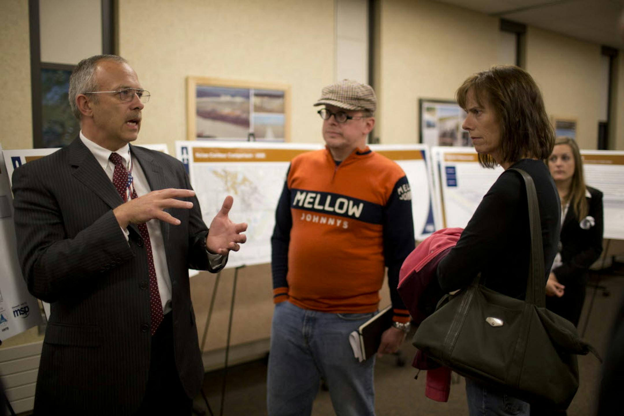 Roy Fuhrmann, vice president of management and operations at the Metropolitan Airports Commission, answered a question by Cathy Janson of Apple Valley.