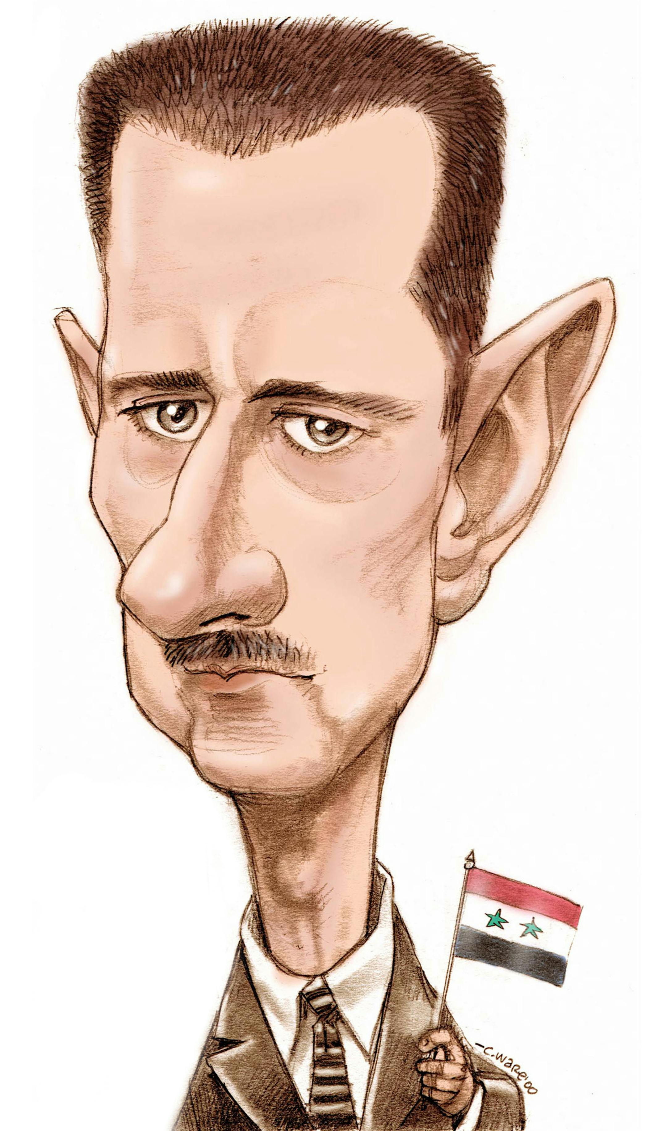 300 dpi Chris Ware caricature of Syrian President Bashar Assad. MCT 2000<p> krtworld world; krt; krtcampus campus; mctcaricature; 11000000; 11006004; 11006005; executive branch; krtgovernment government; krtpolitics politics; krtworldpolitics; national government; POL; krtmeast middle east mideast; SYR; syria; krt mct ware; syrian president bashar assad; 2011; krt2011 ORG XMIT: 1109960