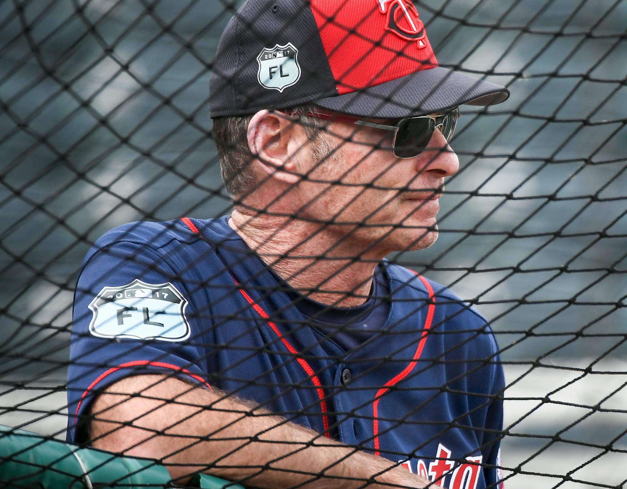 Minnesota Twins manager Paul Molitor (4) watched batting practice Tuesday. ] AARON LAVINSKY ï aaron.lavinsky@startribune.com Minnesota Twins players took part in Spring Training on Tuesday, Feb. 21, 2017 at CenturyLink Sports Complex in Fort Myers, Fla.