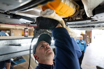 Brian Wareham, a mechanic at St. Louis Park Municipal Service Center, engraved a catalytic converter with the car’s license plate number. This was p