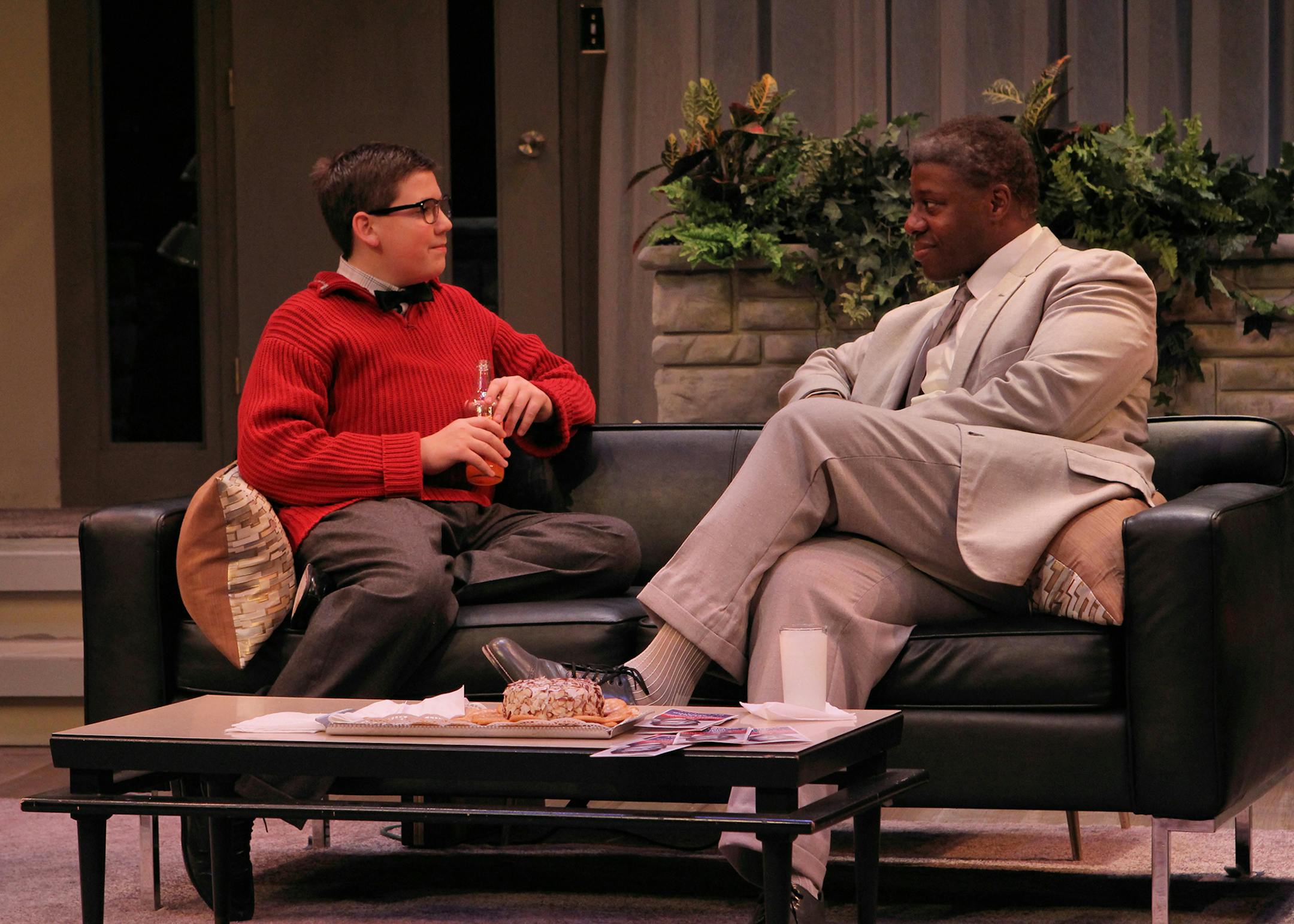 credit: Scott Pakudaitis Jack Alexander as Ronnie Rabinovitz and Ansa Akyea as Jackie Robinson in "The Incredible Season of Ronnie Rabinovitz" at the Minnesota History Theatre.