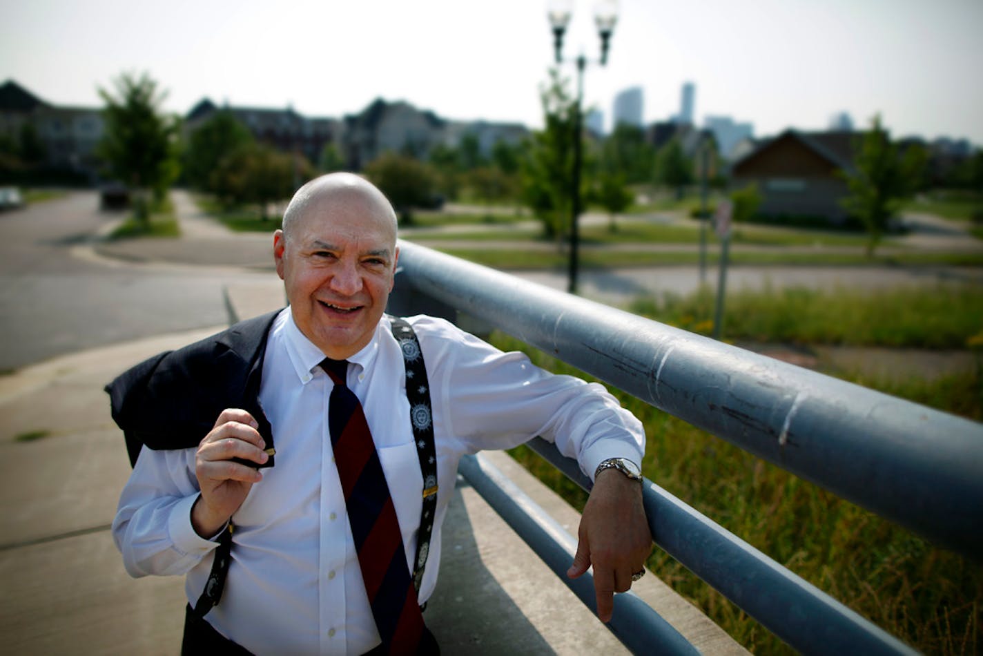 BRIAN PETERSON ¥ brianp@startribune.com MINNEAPOLIS, MN 8/5/2010 ] US District Judge James Rosenbaum is walking away from a lifetime appointment on the federal bench after 30 years of public service. A former theater major with childhood aspirations of being a doctor, he has presided over some of the state's biggest and most intriguing federal cases. He stands here in Heritage Park on Minneapolis' near north side, which was once the Sumner-Olson housing project, as one of his most proud acheivem