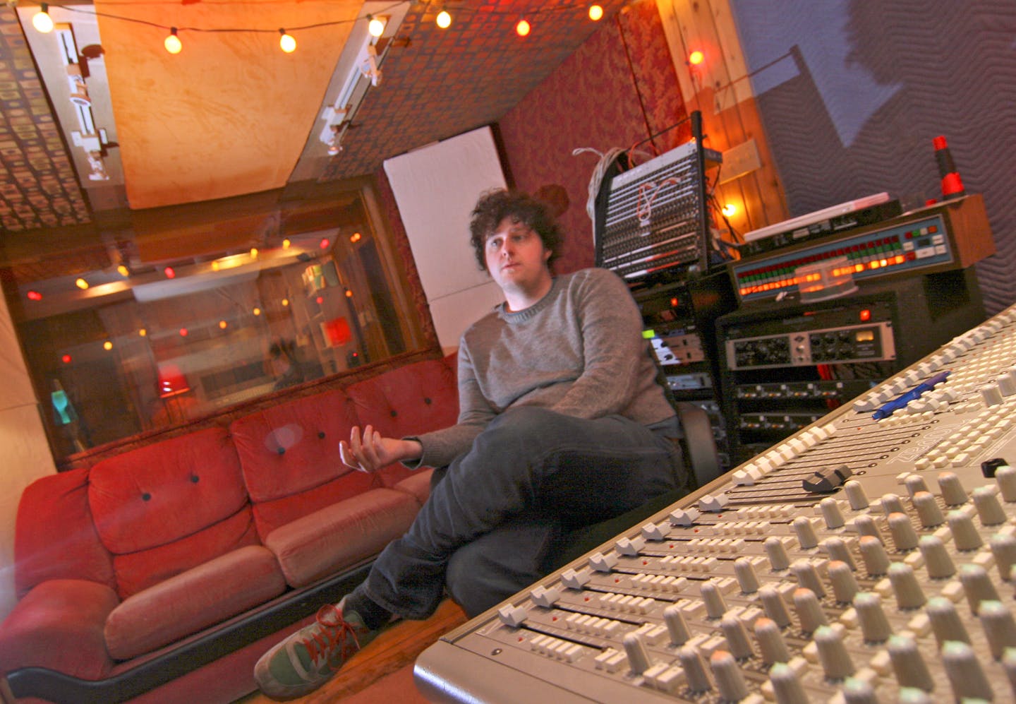 Neil Weir in the control room area of the home/ studio near Dinkytown. The 'Old Blackberry Way Studio', formerly 'Blackberry Way' was the location for Soul Asylum, Replacements and Jayhawks recordings.