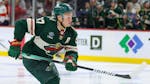 Minnesota Wild left wing Kirill Kaprizov (97) skates during the second period of an NHL hockey game against the Florida Panthers, Thursday, Oct. 12, 2