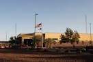 FILE - This June 20, 2019, file frame from video shows the entrance of a Border Patrol station in Clint, Texas. U.S. Customs and Border Protection has