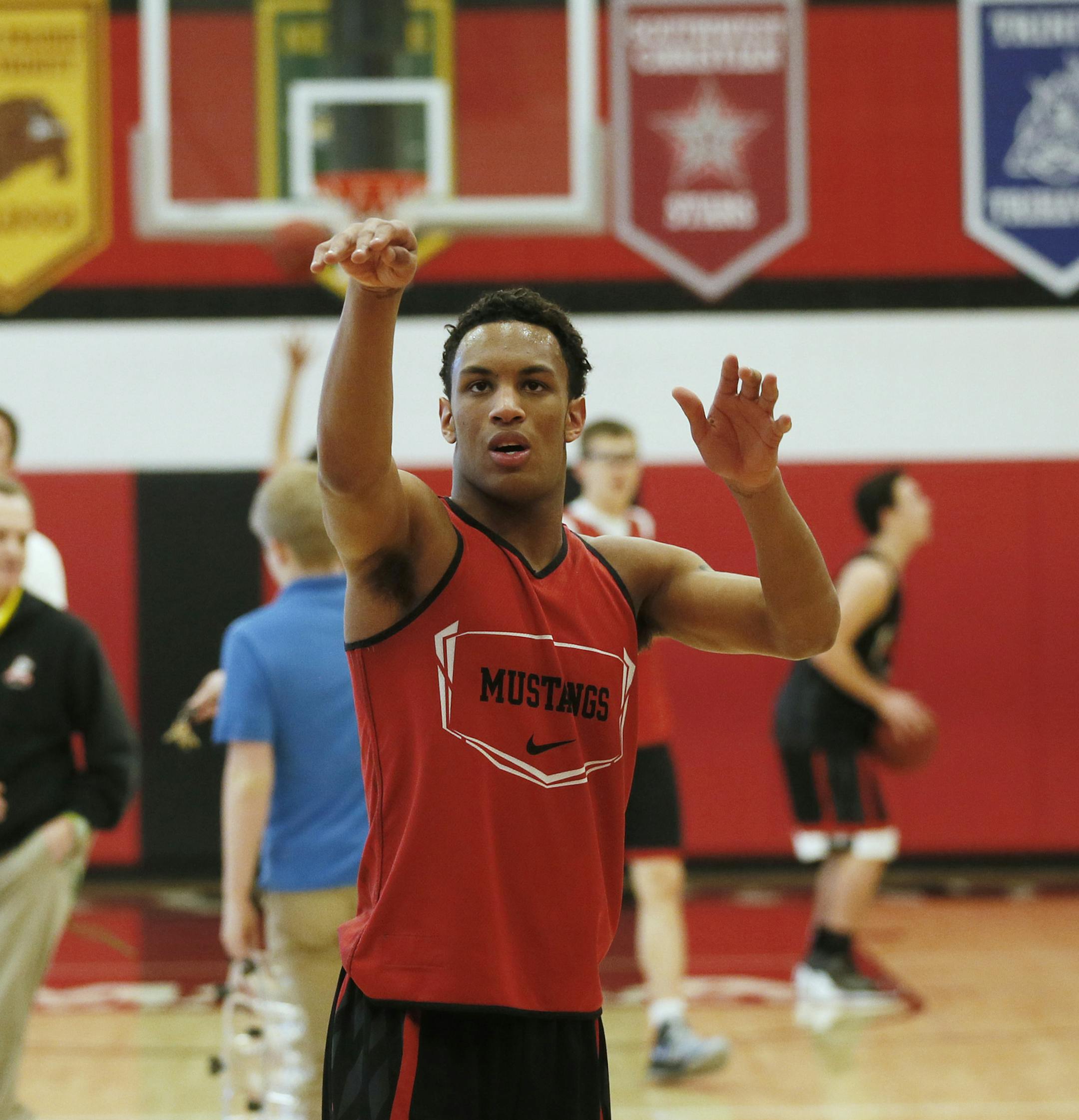 Garrison Gillard shoots free throughs during practice at Maranatha Academy Tuesday March, 19, 2013 in Brooklyn Park, MN. ] JERRY HOLT ‚Ä¢ jerry.holt@startribune.com