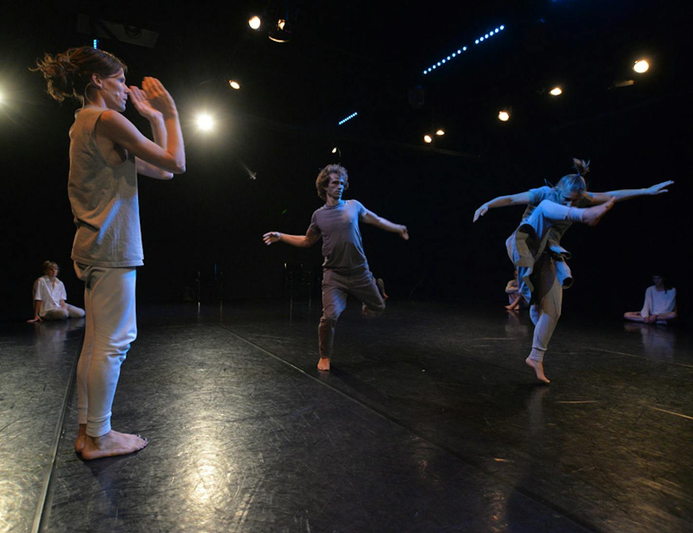 Dancers rehearsed for &#x201c;Part 2&#x201d; of BodyCartography&#x2019;s &#x201c;closer,&#x201d; which moved from public spaces into the confines of Red Eye Theater.