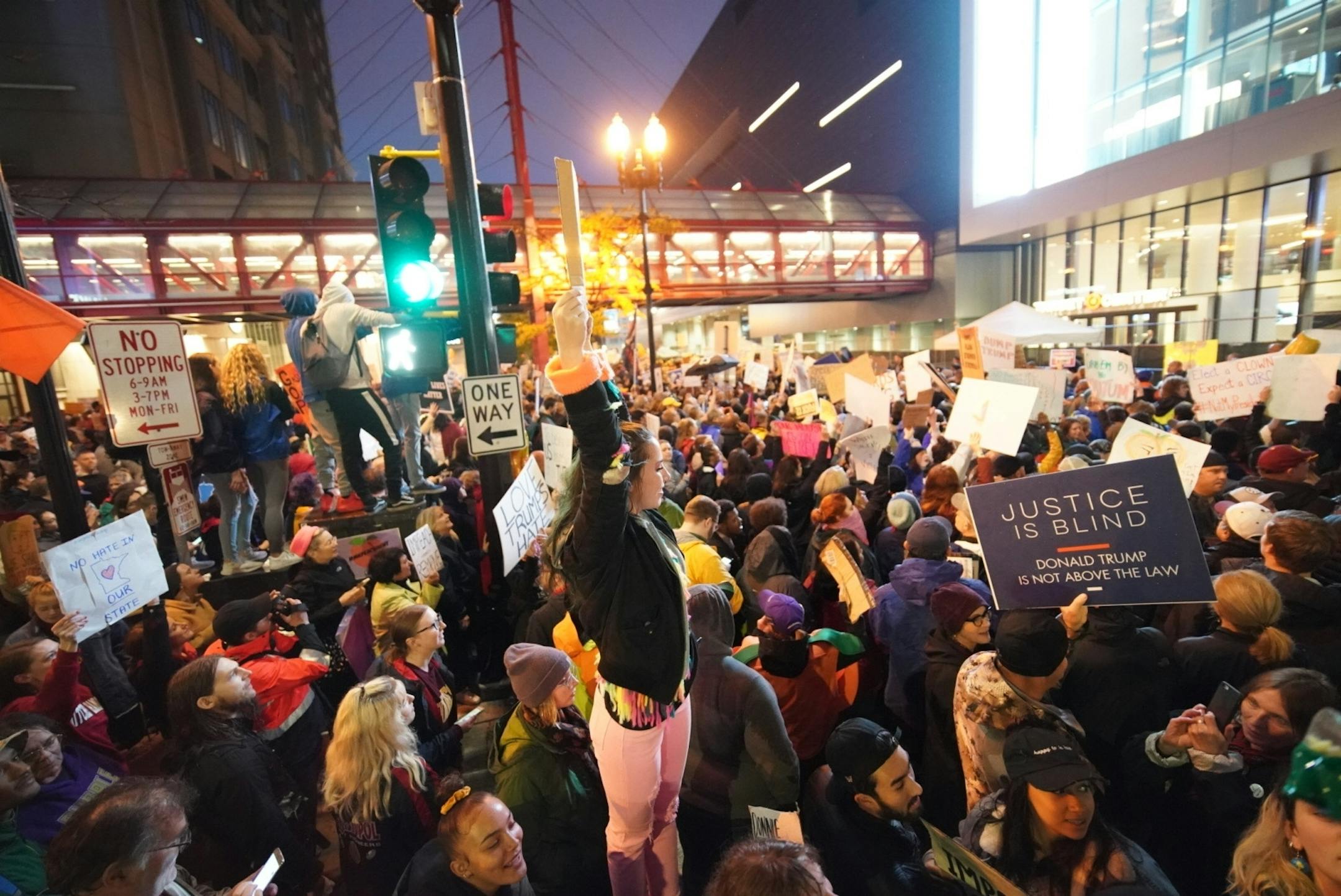 Outside the Target Center as President Donald Trump visits Minneapolis, Minn., for a campaign rally on October 10, 2019.