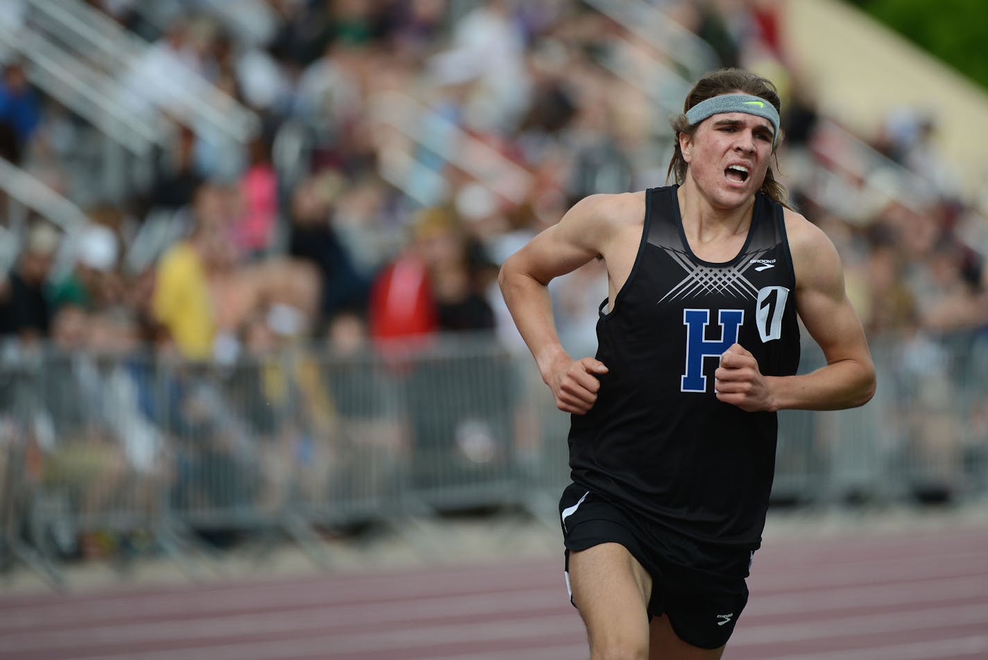 Joe Klecker, of Hopkins High School, ran during the Class AA Boys' 3200 Meter Run Finals during the State track meet at Hamline University in St. Paul, Minn., on Friday June 5, 2015. Klecker won the race. ] RACHEL WOOLF rachel.woolf@startribune.com