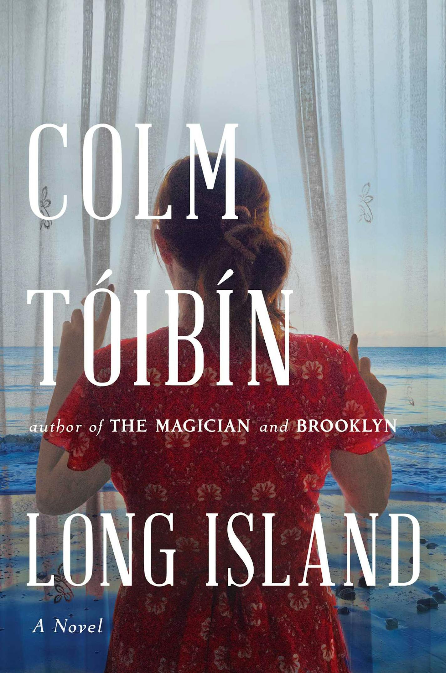 cover of "Long Island" features a woman looking out to a sea