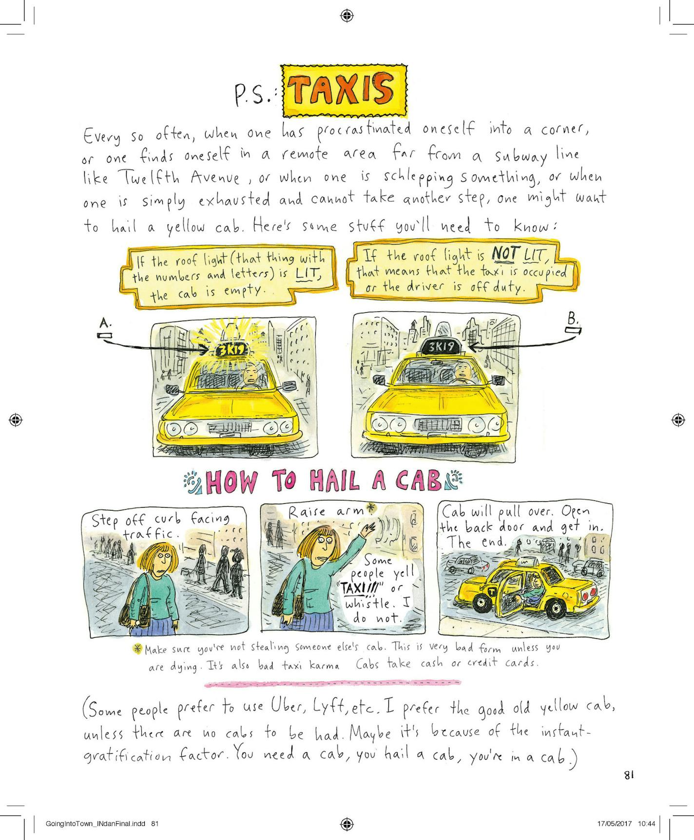 Illustration from "Going Into Town" by Roz Chast.