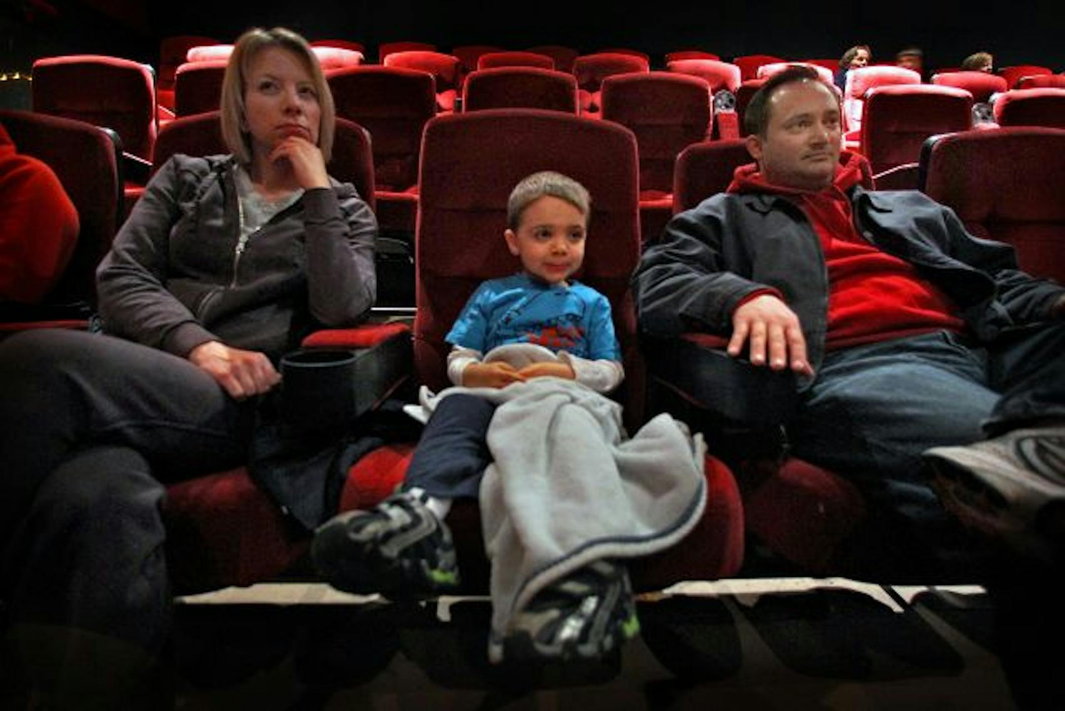 Michele and David Kraus enjoyed a showing of "Mars Needs Moms" along with their son, Jake, 3, at AMC Roseville's "sensory friendly" screening. At these events, the lights are kept up and the sound is turned down.