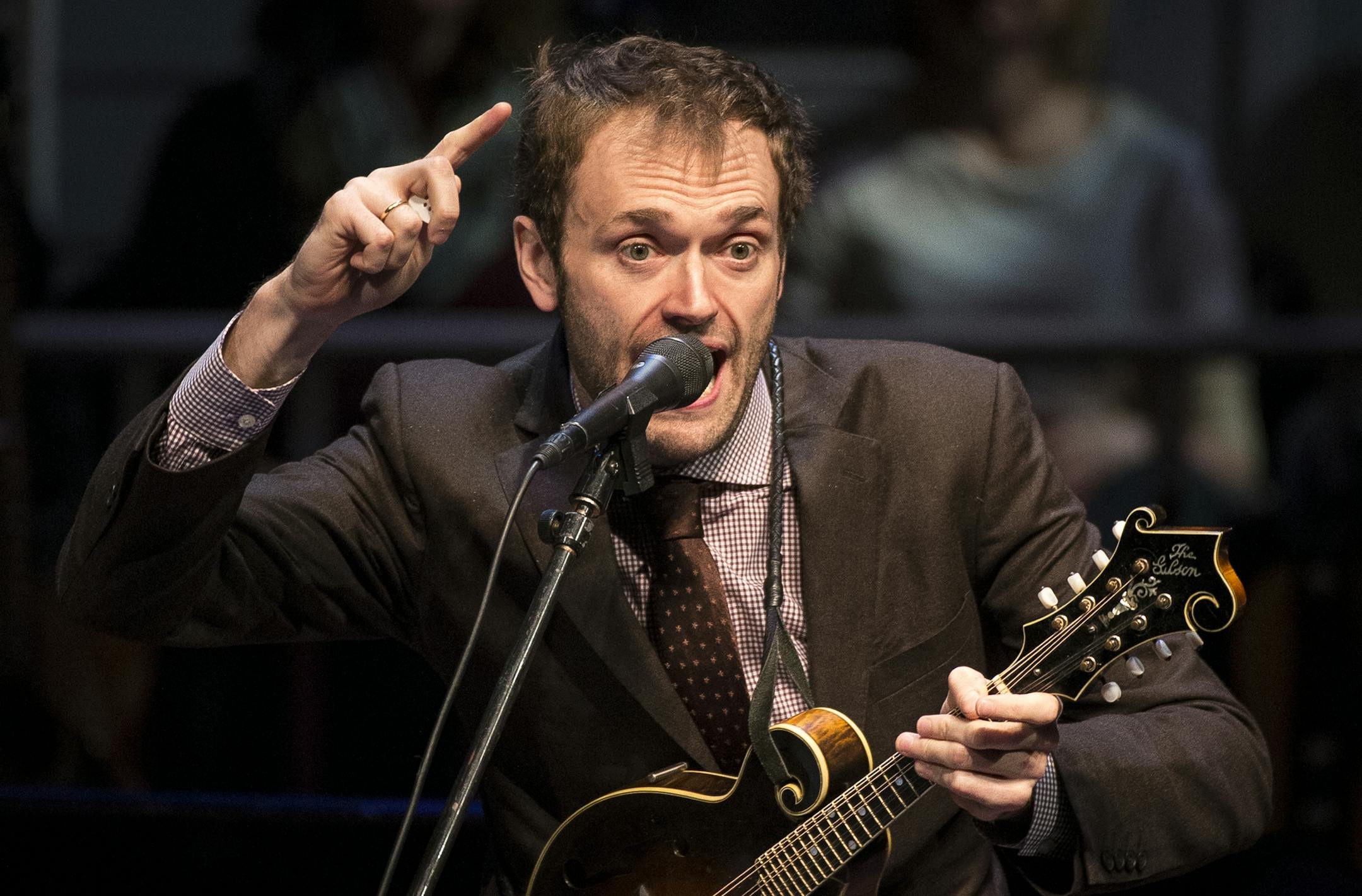"A Prairie Home Companion" host Chris Thile performed a during Saturday night's show at the Fitzgerald Theater. ] (AARON LAVINSKY/STAR TRIBUNE) aaron.lavinsky@startribune.com We photograph "A Prairie Home Companion" as Garrison Keillor's named replacement, musician Chris Thile, hosts his first of two shows on Saturday, Jan. 30, 2016 at the Fitzgerald Theater in St. Paul, Minn.