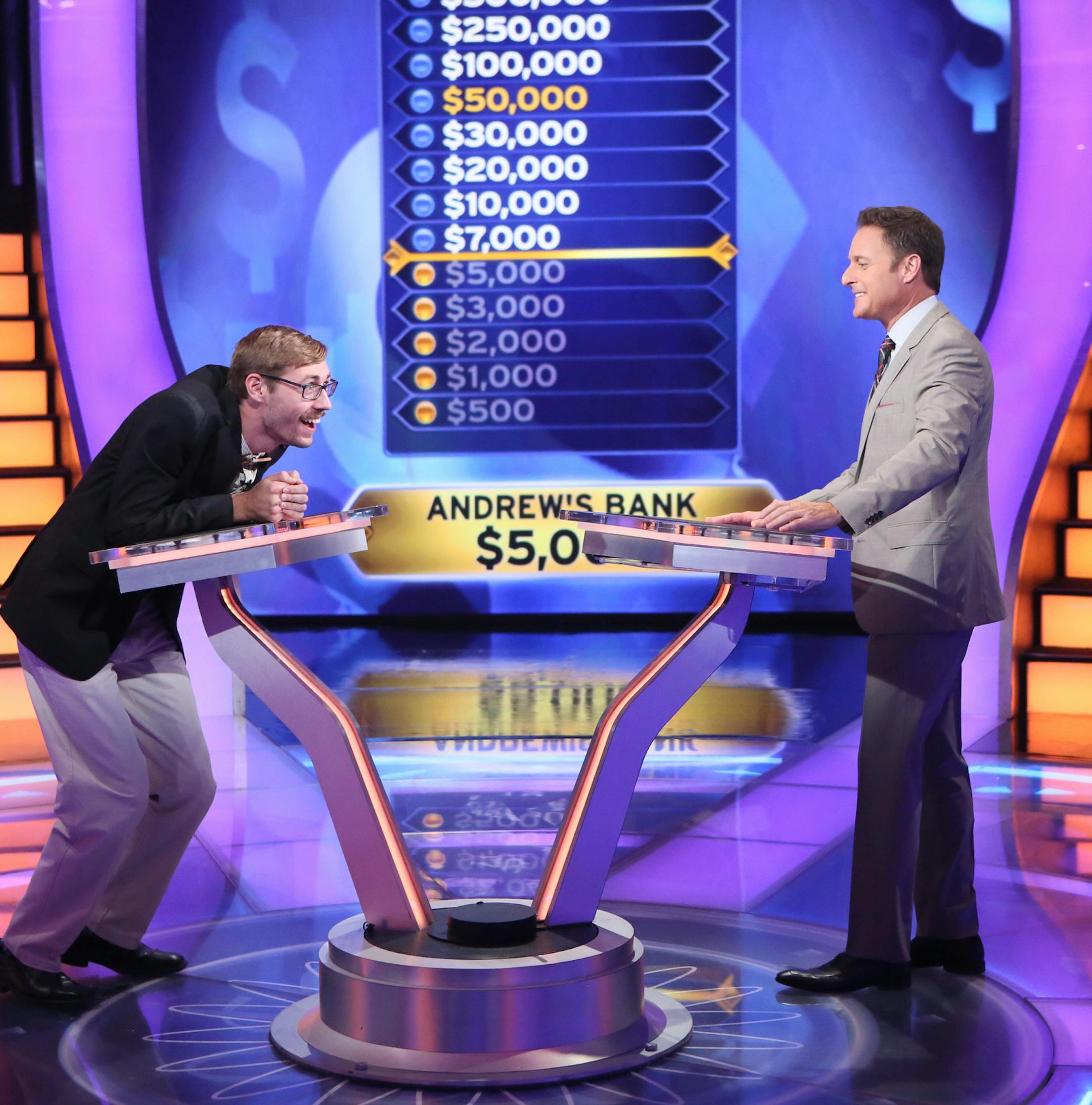 Contestant Andrew Oreskovich plays “Who Wants To Be A Millionaire” with host Chris Harrison, from the show’s new home at Bally’s Las Vegas.
Photo credit: Ronda Churchill, Disney/ABC Home Entertainment and TV Distribution