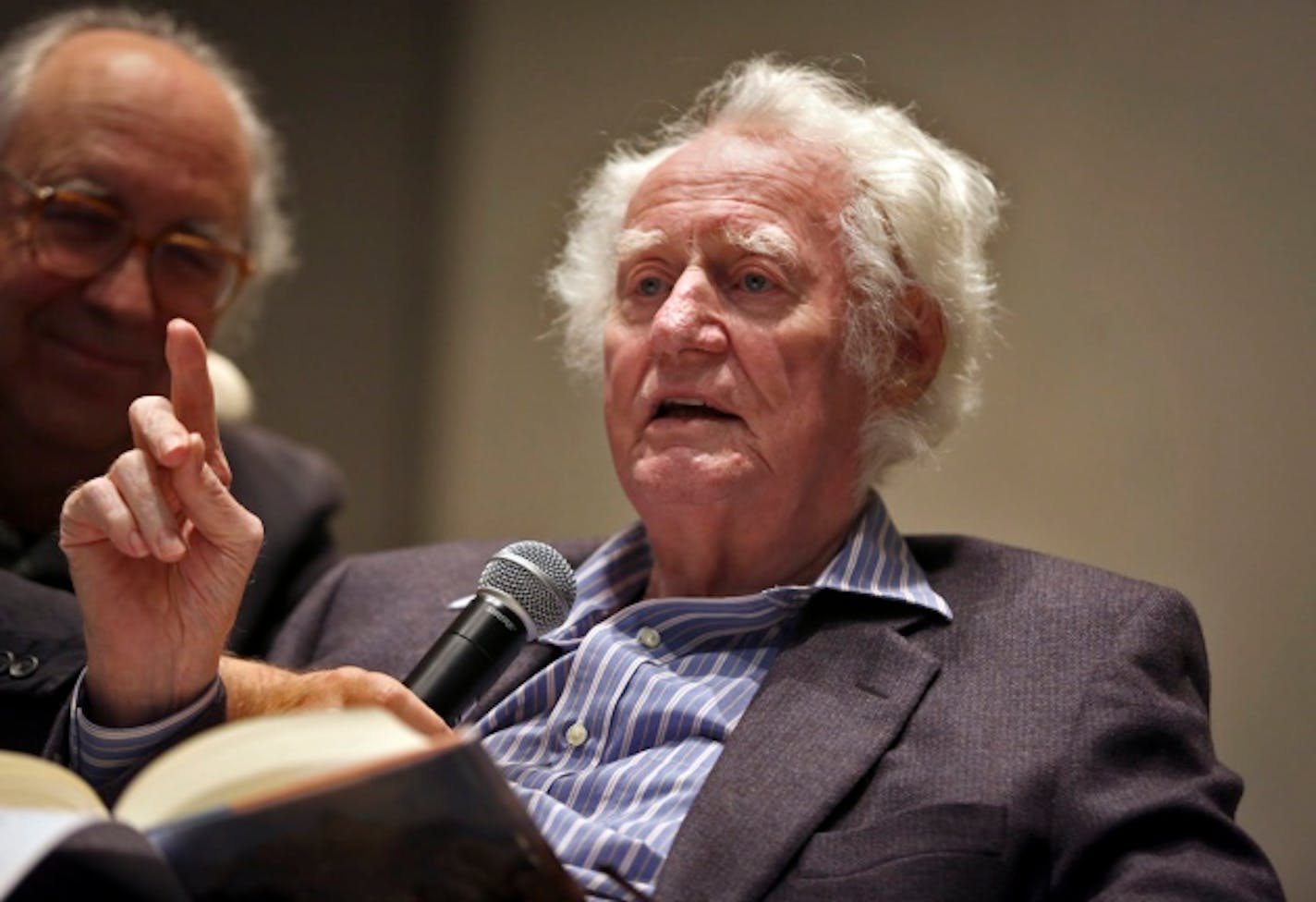 Robert Bly, with friend and colleague Thomas R. Smith in the background. Star Tribune photo by Renee Jones Schneider.