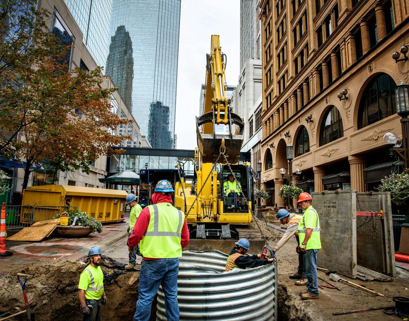 The first wave of construction is to install utilities including a new fire hydrant here at 5th St.