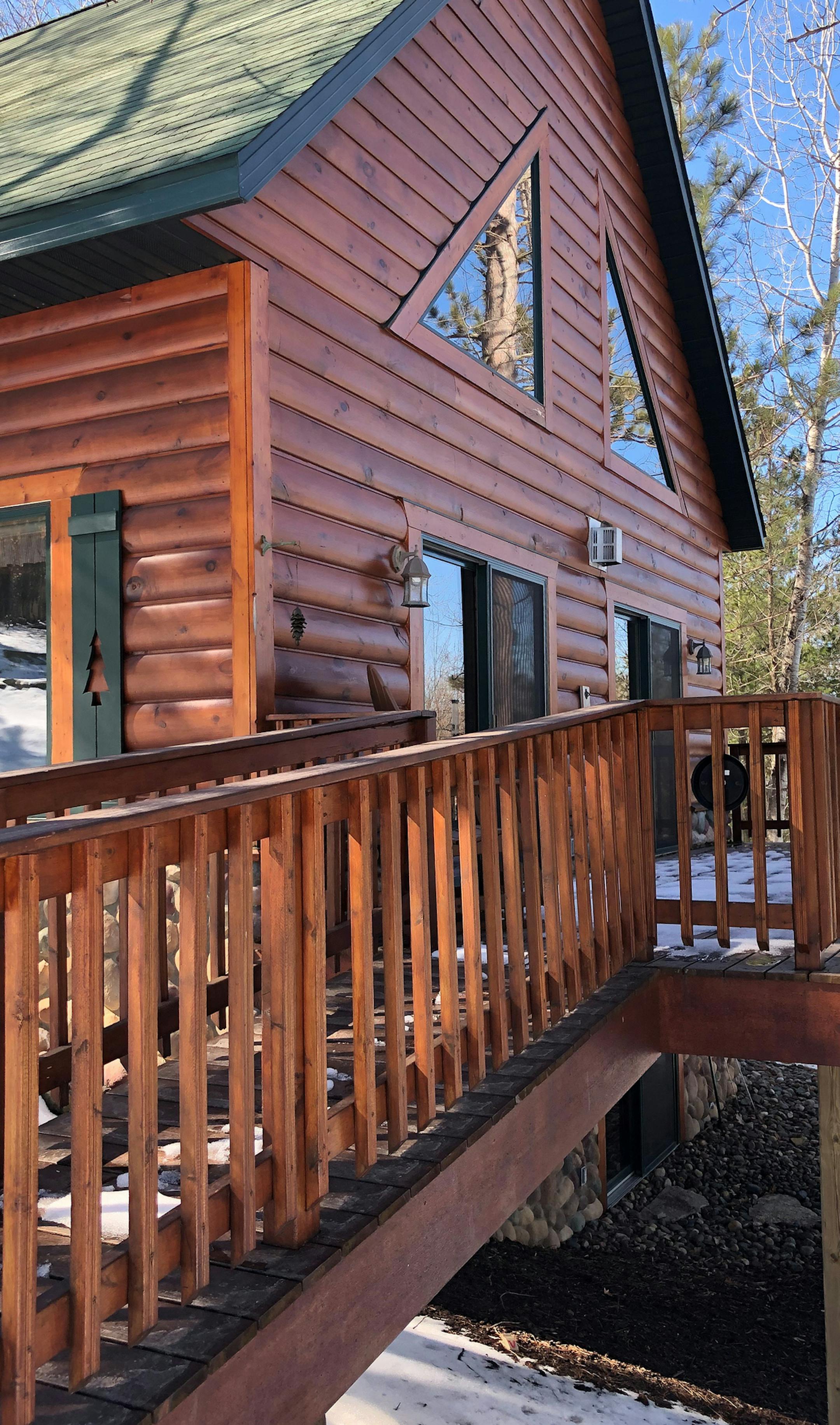 The cabin is on Mitchell Lake. Unbeknownst to the writer at the time of its purchase, the cabin sat on the same lake she learned to waterski on as a child.
