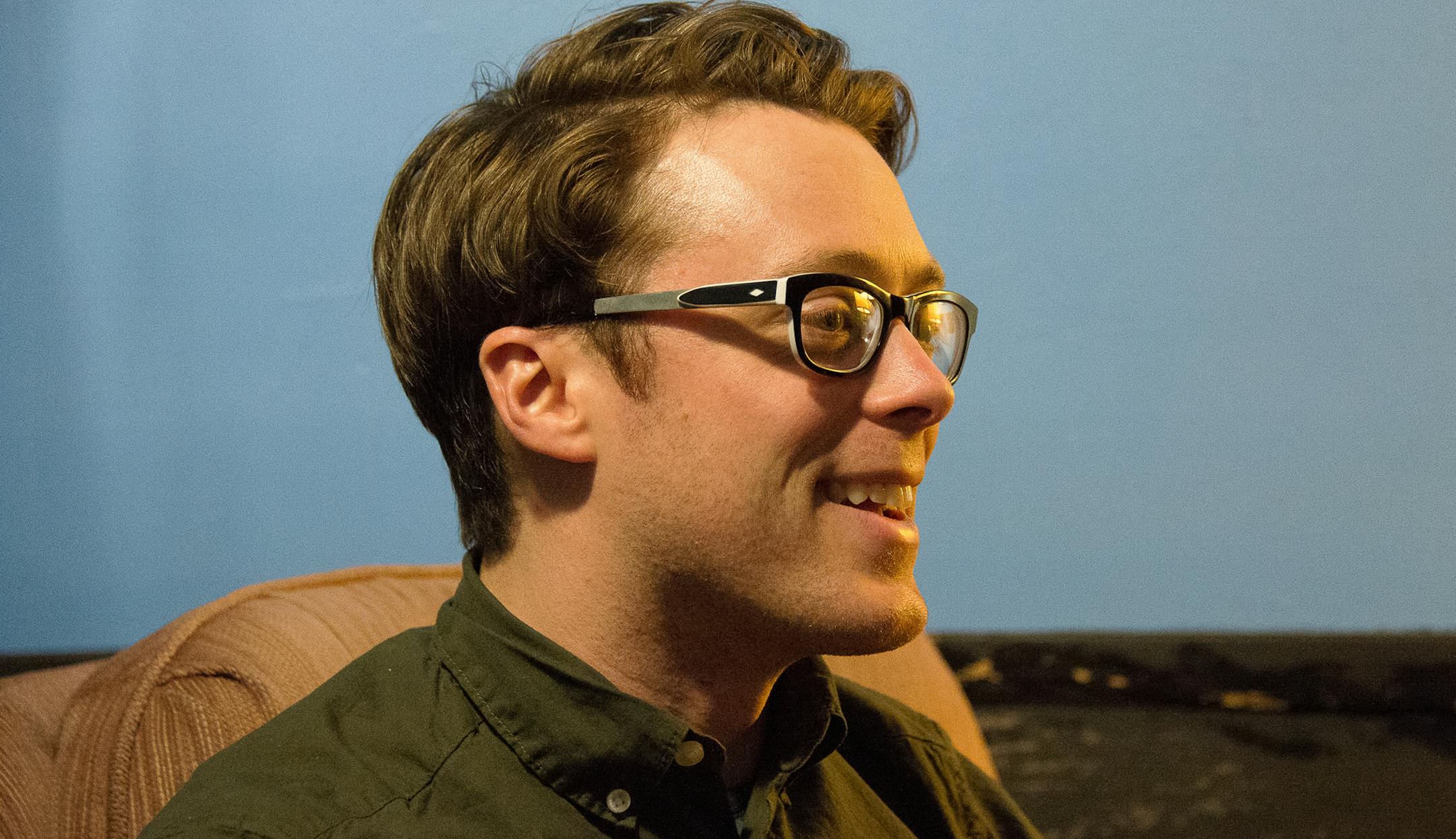 Jeremy Messersmith talks backstage at the High Noon Saloon in Madison, Wisconsin.