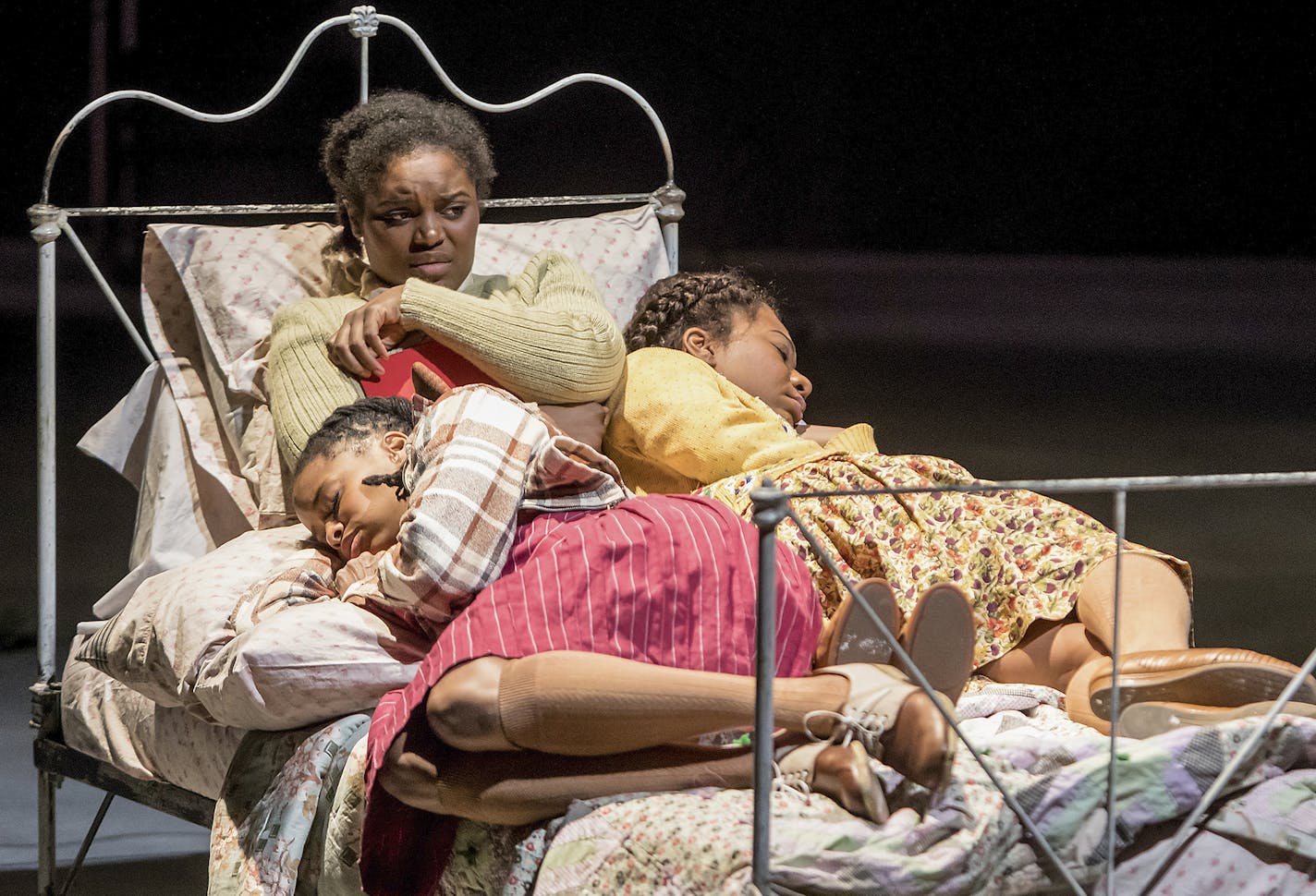 Carla Duren (Claudia), Brittany Bellizeare (Pecola) and Deonna Bouye (Frieda) in the Guthrie Theater's "The Bluest Eye."