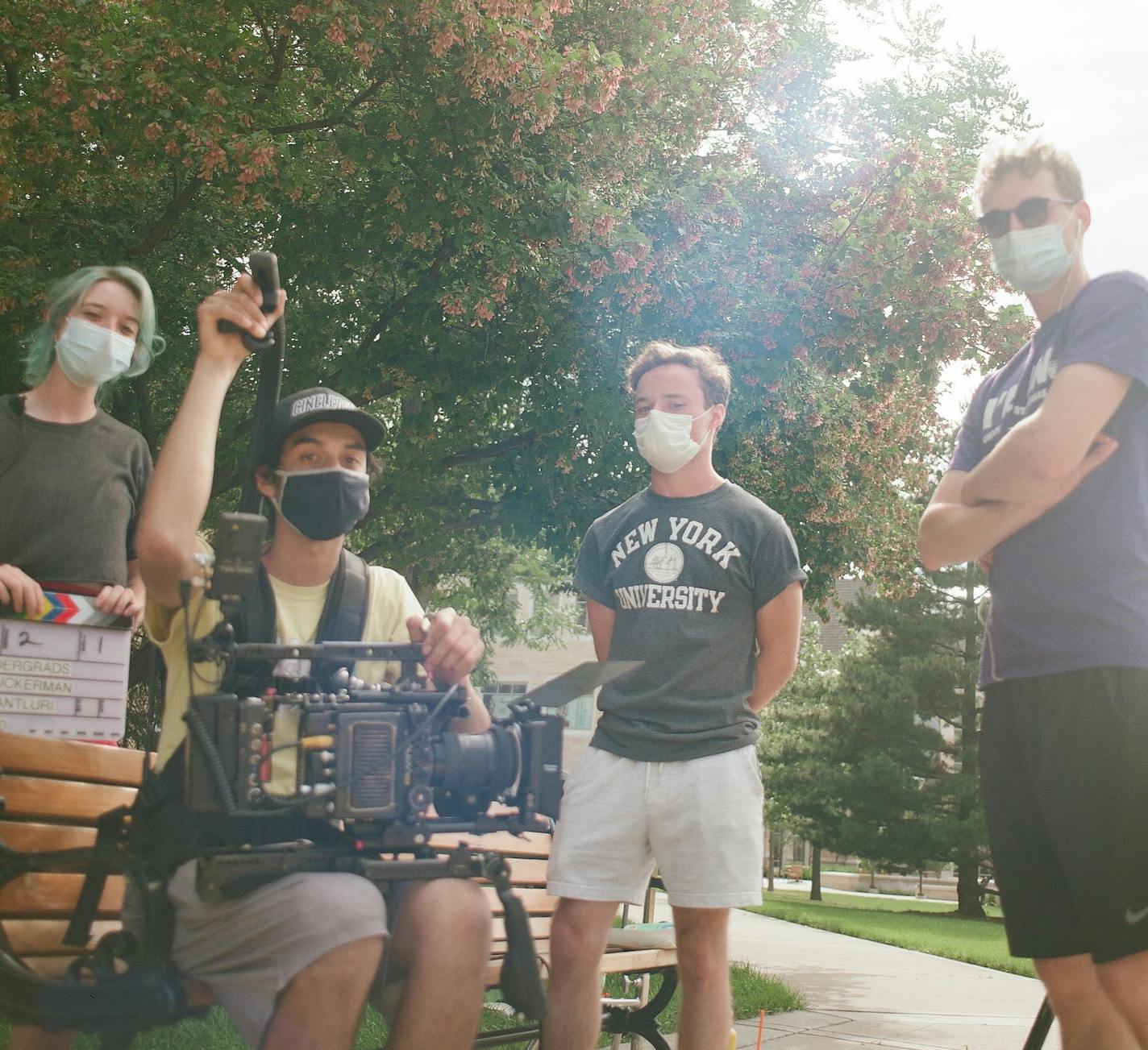 Cayman Sheets, Nihal Dantluri, Andrew Zuckerman, Dillon Orth (left to right) take a load off. Photo by Rudy Gapinski