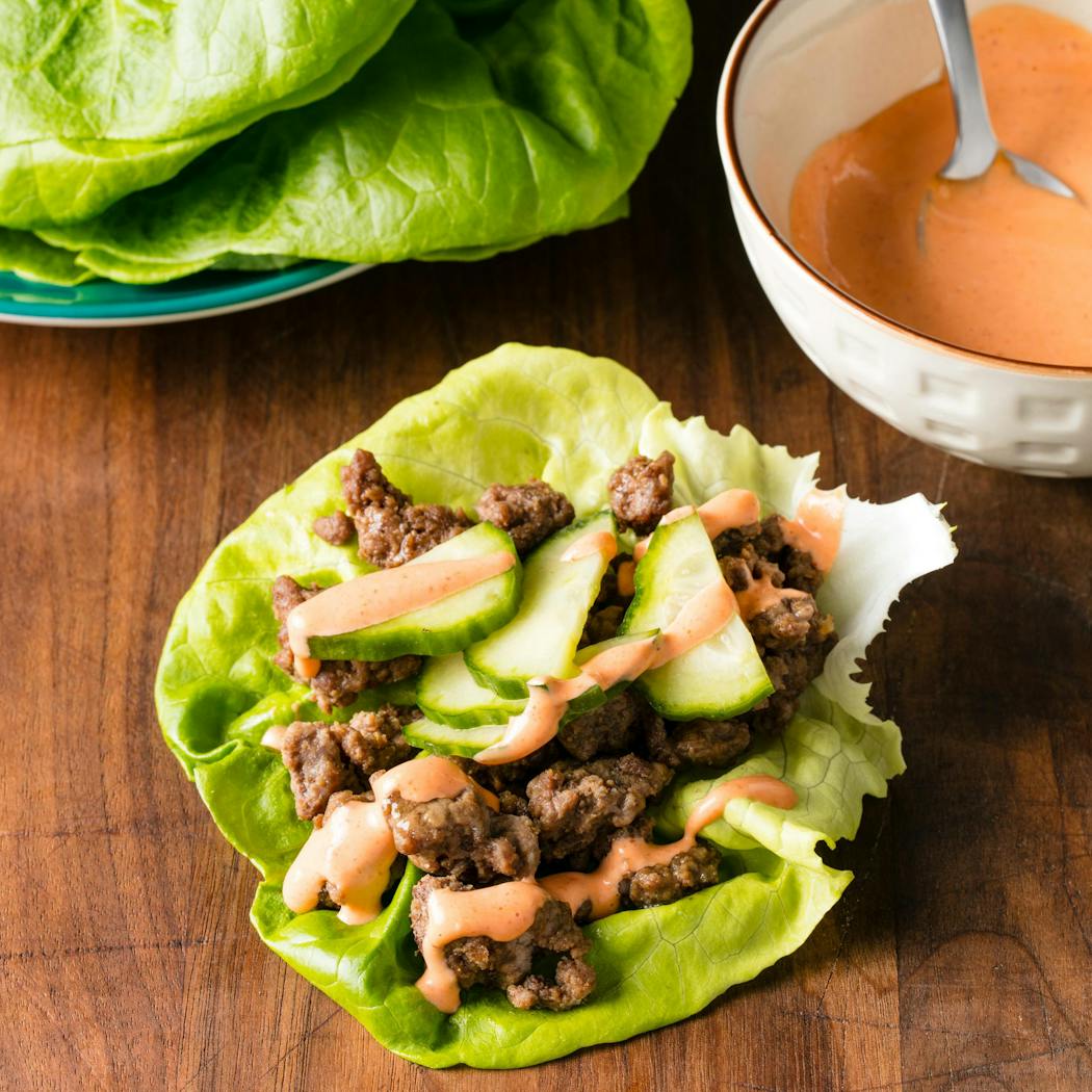 Korean Sizzling Beef Lettuce Wraps offer a light alternative to tacos. From “The Complete Small Plates Cookbook,” by America’s Test Kitchen (2023).