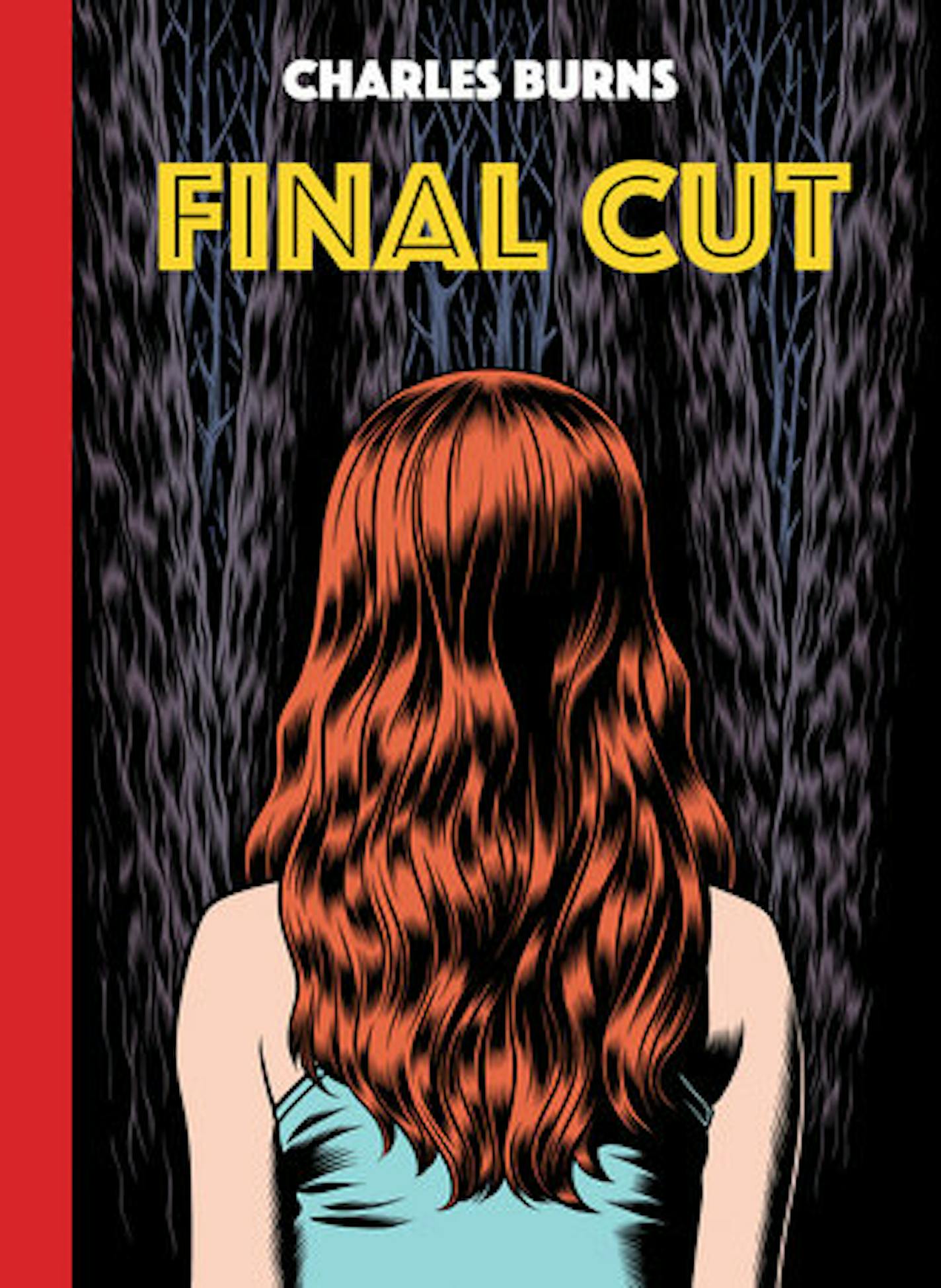 cover of graphic novel Final Cut is a drawing of red-haired woman with her back turned