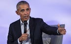 FILE - In this Oct. 29, 2019, file photo, former President Barack Obama speaks during the Obama Foundation Summit at the Illinois Institute of Technol