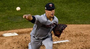 Minnesota Twins starting pitcher Jose Berrios throws during the first inning of a baseball game against the Chicago Cubs Sunday, Sept. 20, 2020, in Ch