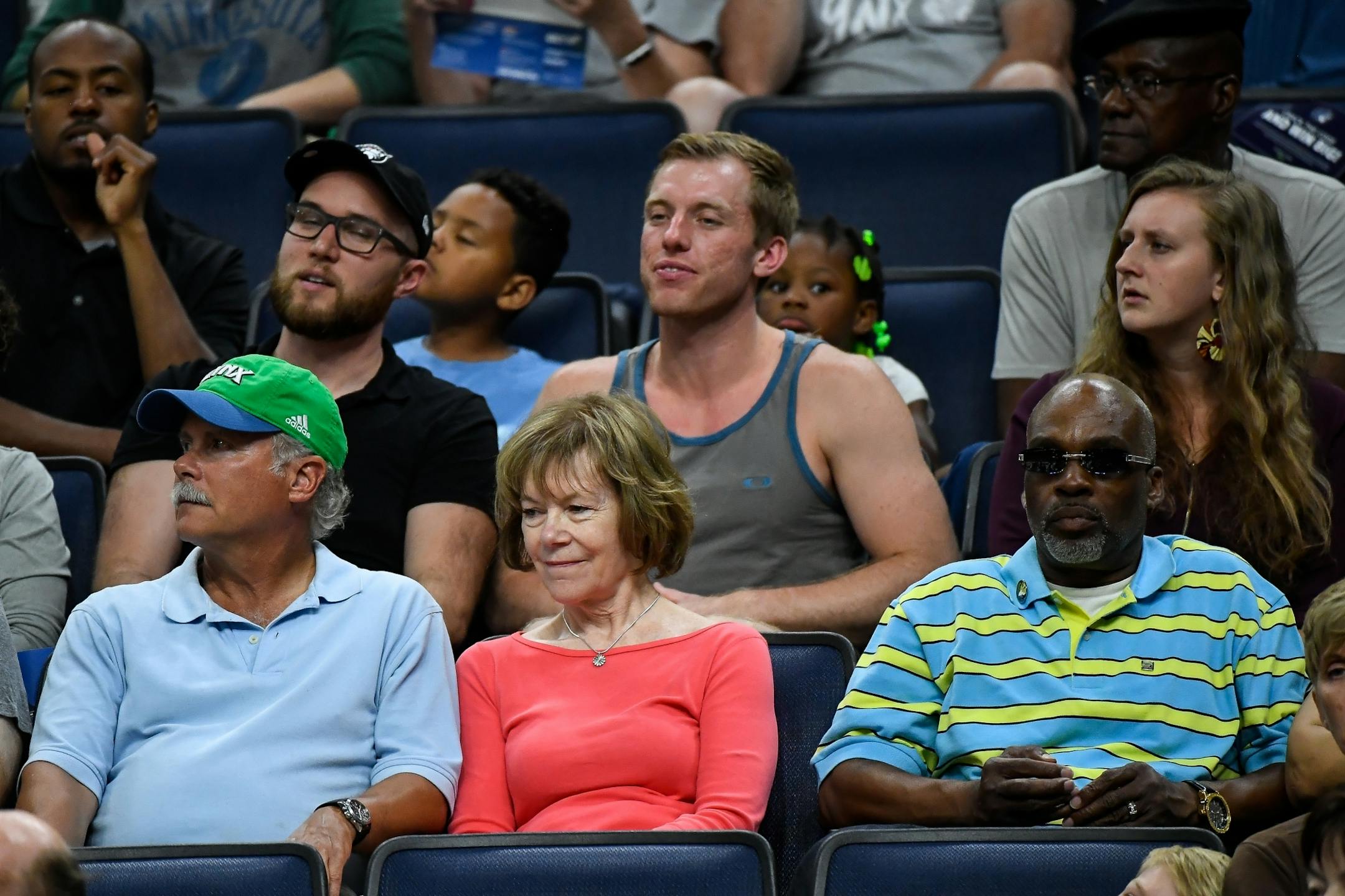 Senator Tina Smith, bottom center, was in attendance at Thursday night's game between the Minnesota Lynx and the Los Angeles Sparks.