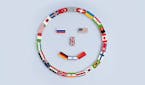 iStock
illustration of a smiley face from national flags on dominoes.