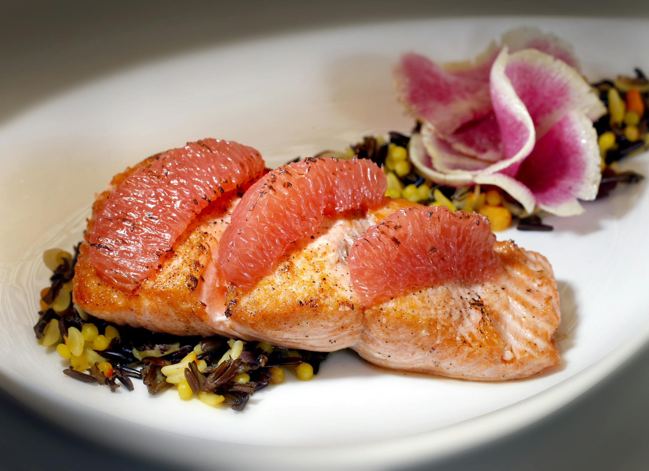 The Beacon, Pan Roasted Salmon. [ STAR TRIBUNE/TOM WALLACE Assignments #20028210A March 21, 2013 SLUG 95499 rn032813 EXTRA INFORMATION restaurant review, Visits to Beacon Public House at the Commons Hotel and Prairie Kitchen and Bar at the Hyatt Regency Hotel.