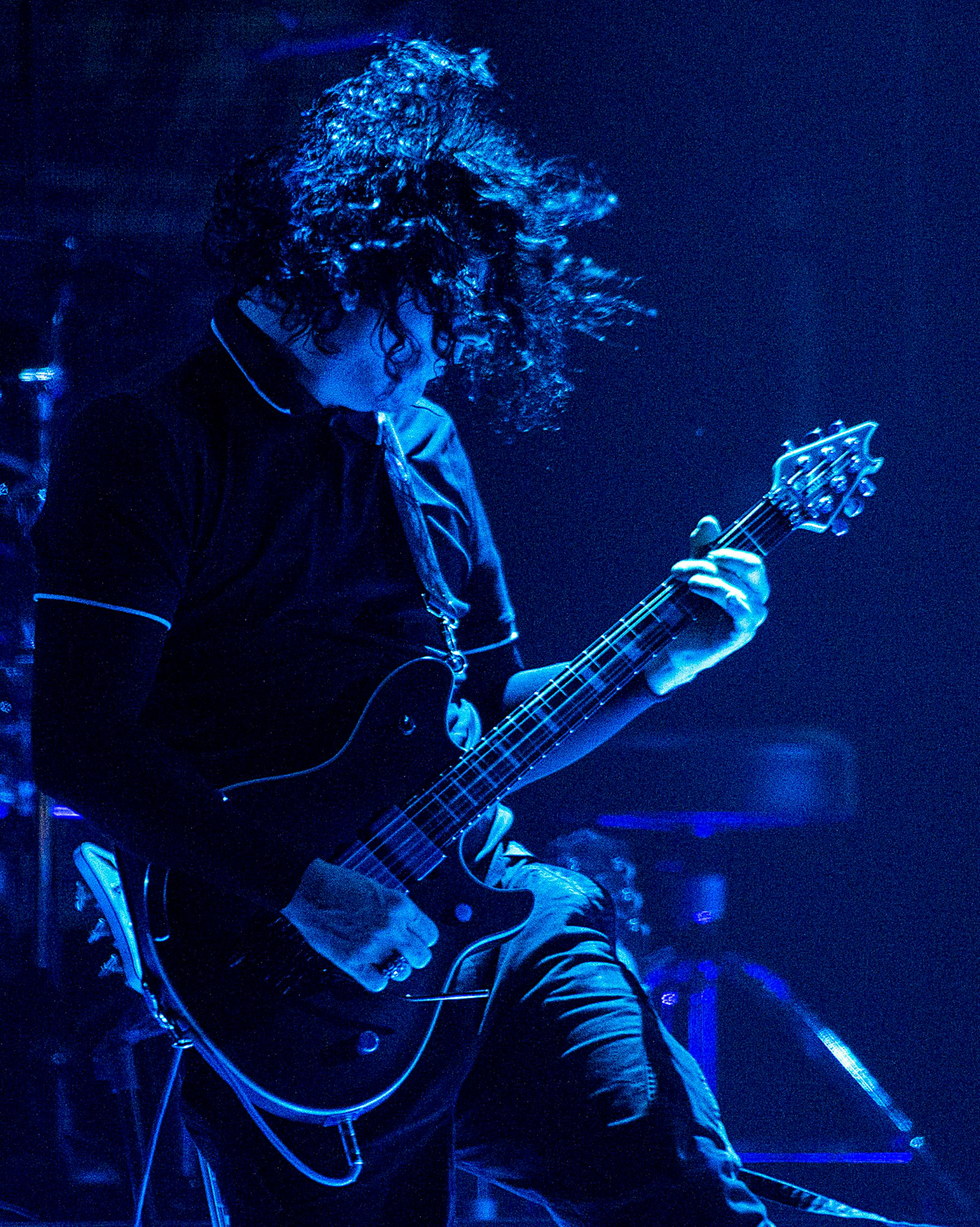 Jack White shakes his hair vigorously as he jams on the guitar. ] ALEX KORMANN • alex.kormann@startribune.com Jack White, formerly a member of the rock duo, White Stripes, performed for a sold out crowd at the Armory on Monday night. As per his policy to enhance fan experience, all in attendance had to lock their phones away in cases until the end of the concert. The crowd, however, did not miss them for even a moment as he rocked the venue.