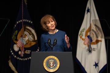 Minnesota Sen. Tina Smith eulogizes Walter Mondale during a memorial service for the former Vice President.